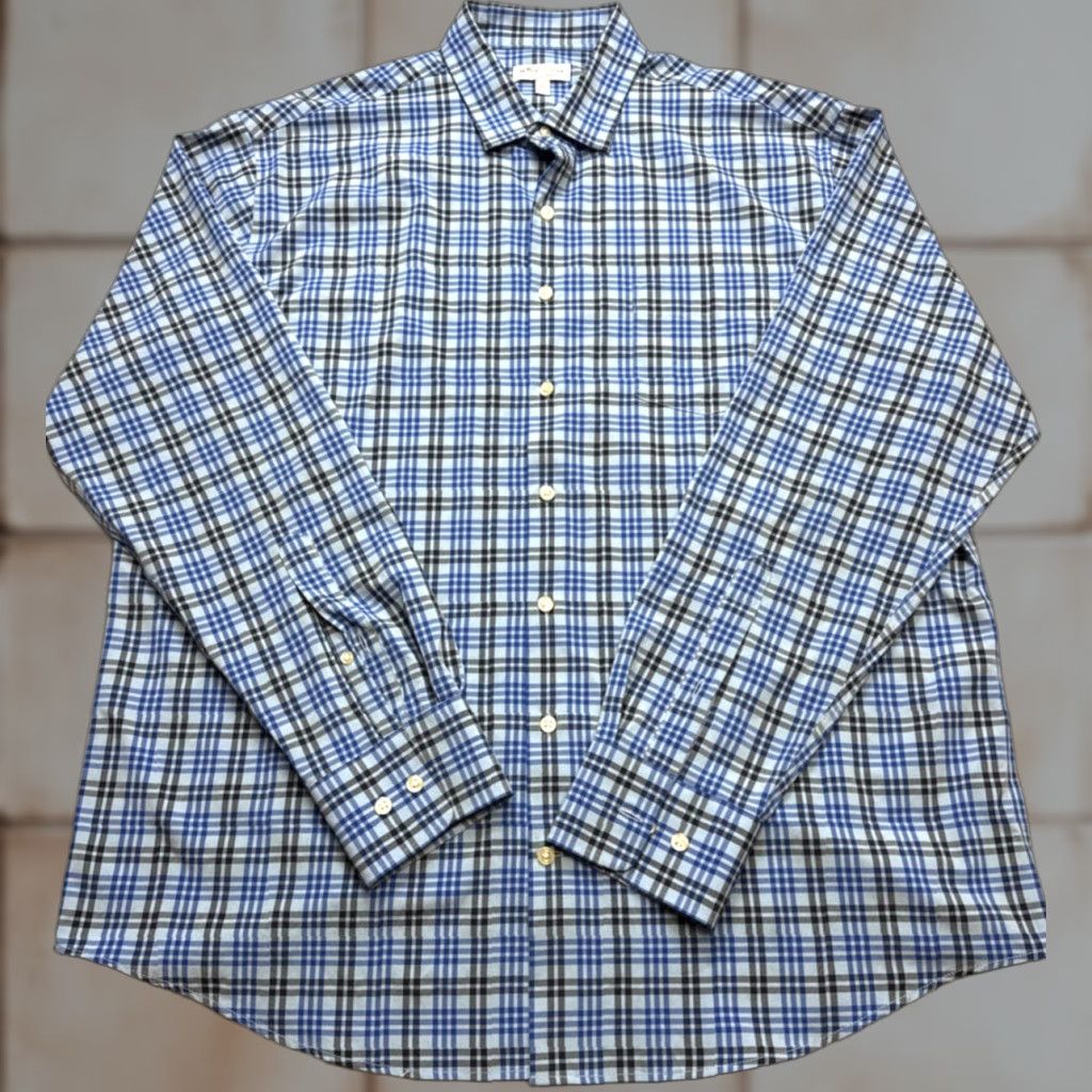 Peter Millar PETER MILLAR Summer Comfort Shirt XL Men Plaid Blue Long Sleeve Button Up Shirt Size US XL / EU 56 / 4 - 1 Thumbnail