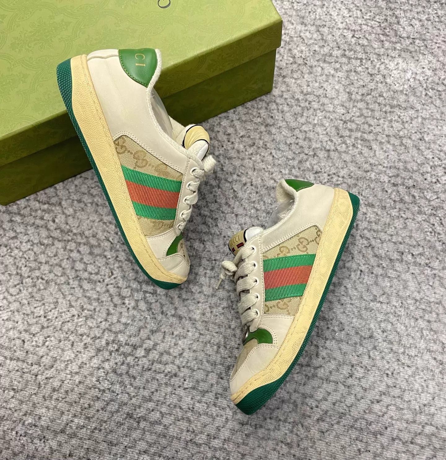 Gucci Gucci Double G Enamel Distressed Sneakers 35.5 Size US 5 / IT 35 - 3 Thumbnail