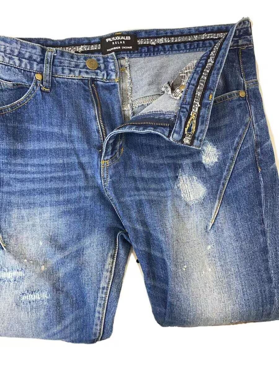 Number (N)ine Distressed Repair Denim Jeans Size US 32 / EU 48 - 3 Thumbnail