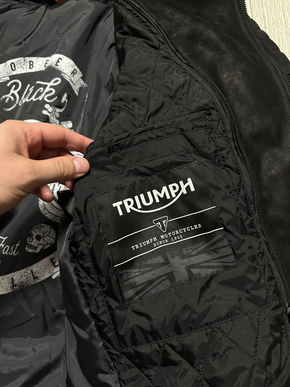 Leather Triumph Motorcycle Black Jacket Mens Leather Size US XL / EU 56 / 4 - 14 Thumbnail