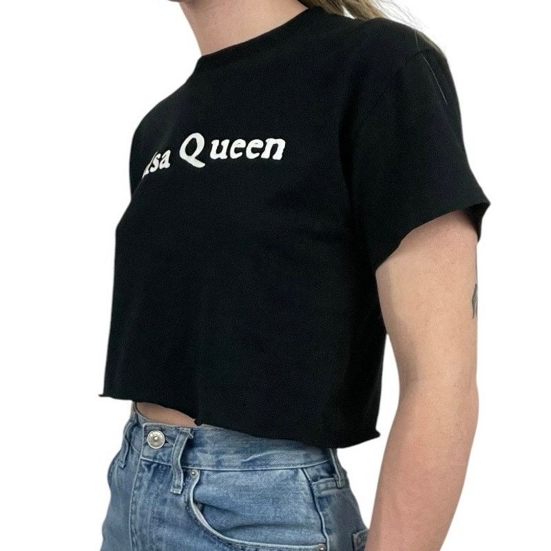 Gildan Salsa Queen Cropped Black Short Sleeve Graphic Tee Size S / US 4 / IT 40 - 2 Thumbnail