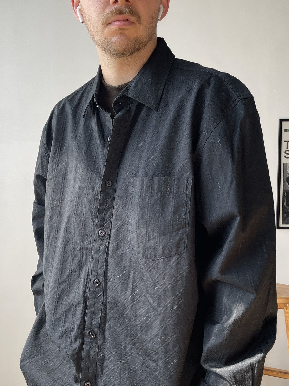 Oakley Y2K Vintage Oakley True Fit Cotton Black Monogram Shirt XXL Size US XXL / EU 58 / 5 - 2 Thumbnail