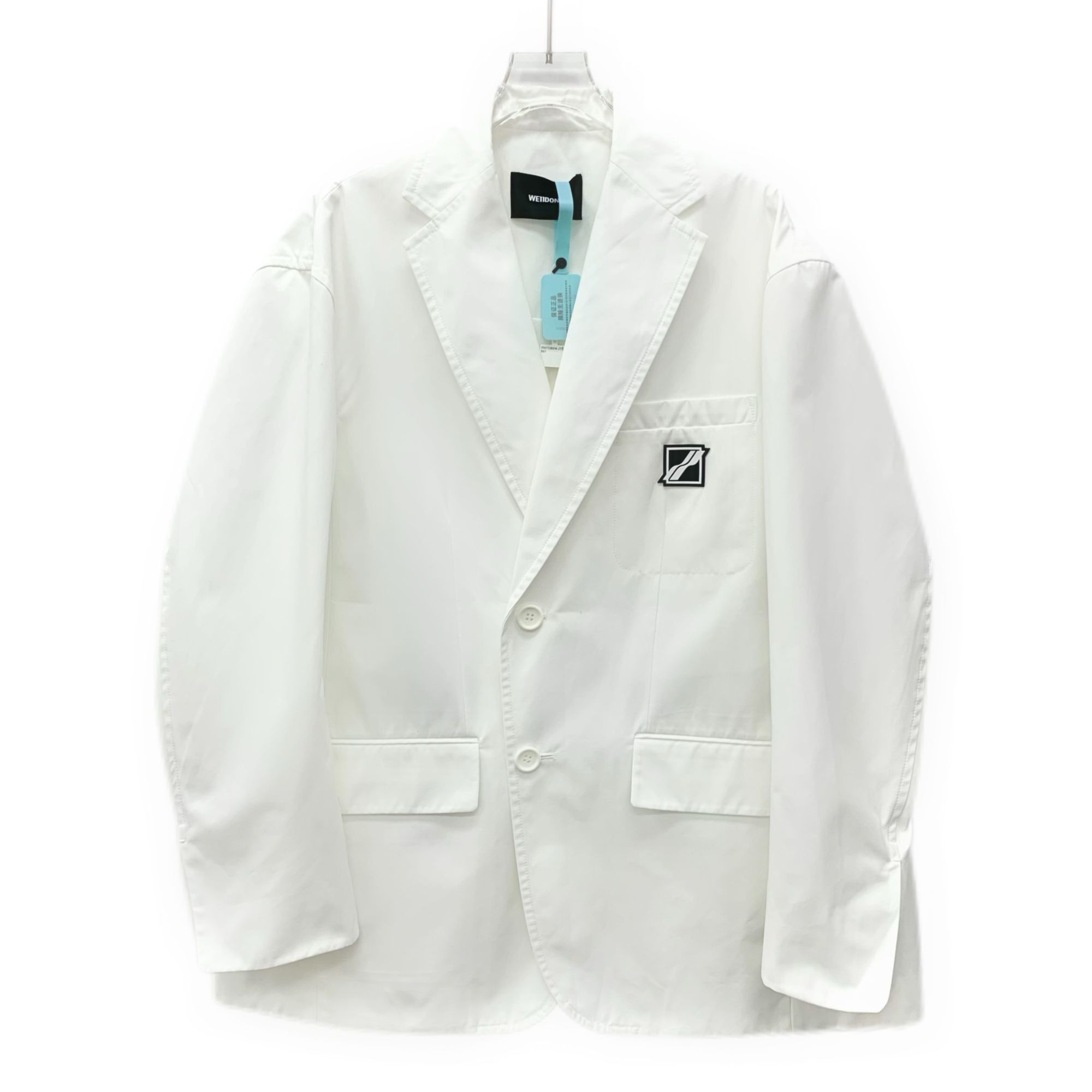 WE11DONE We11done White Logo Patch Cotton Blazer Jacket (Size XS) Size XS / US 0-2 / IT 36-38 - 1 Thumbnail