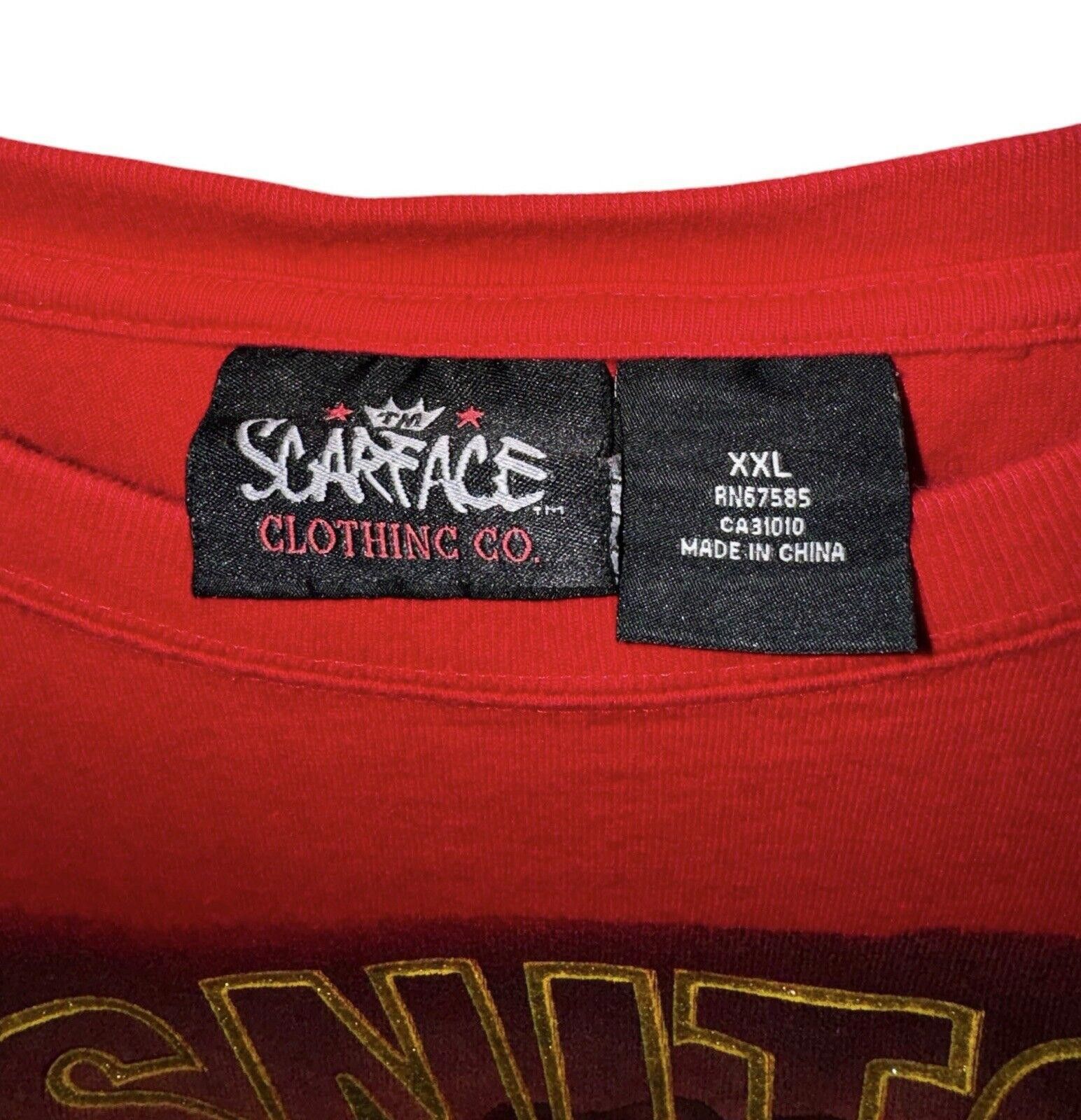 Designer Vintage Scarface Clothing Co Mega Print Red Shirt 2XL Size US XXL / EU 58 / 5 - 5 Thumbnail