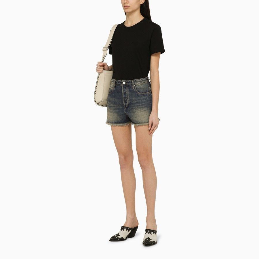 Isabel Marant o1d2blof0824 Cotton Crew-neck T-shirts With Logo in Black Size L / US 10 / IT 46 - 2 Thumbnail