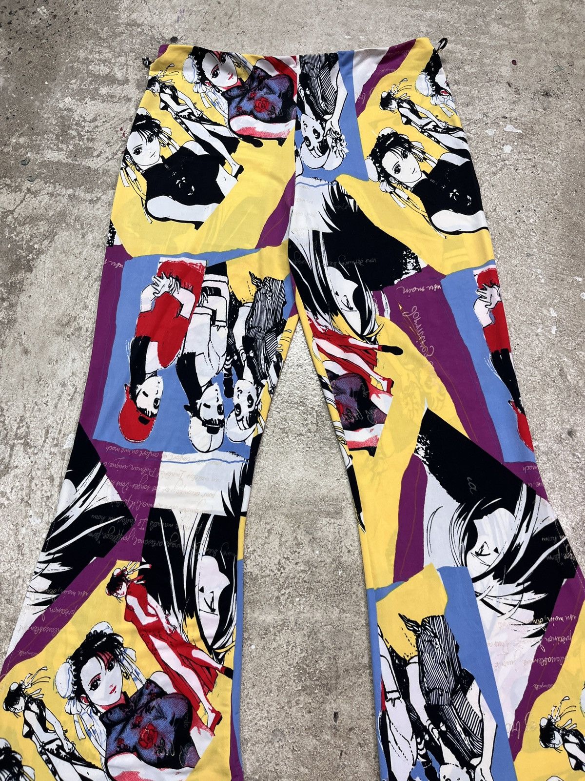 Vintage BAGGY FLARE Y2K ANIMA OVERPRINTED PANTS - LOT № 3155 Size 26" / US 2 / IT 38 - 2 Thumbnail
