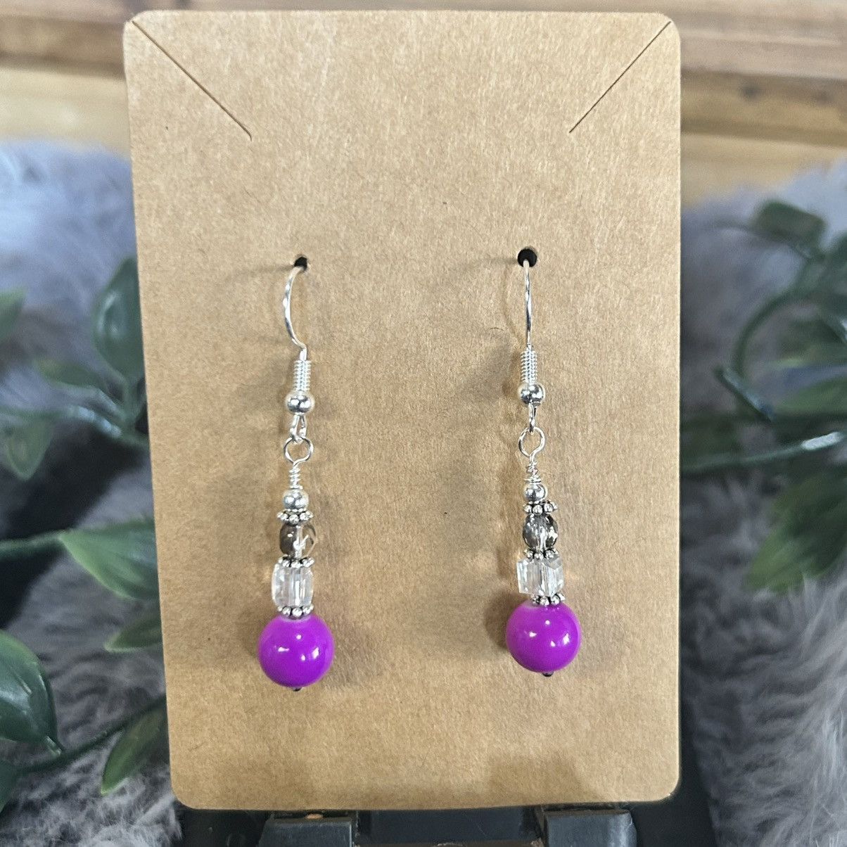 Handmade Handcrafted elegant art glass crystal dangle earrings Size ONE SIZE - 2 Thumbnail