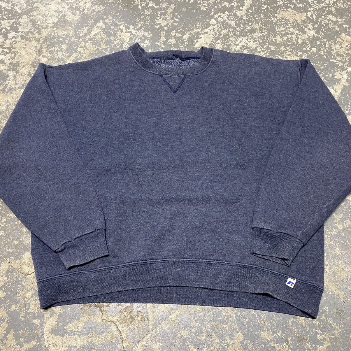Russell Athletic × Vintage Vintage Russell Athletic Grey/Navy Blank Boxy Crewneck Hoodi Size US XL / EU 56 / 4 - 10 Thumbnail