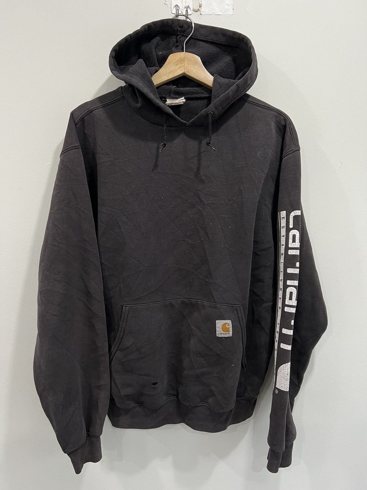 Vintage Vintage Carhartt Hoodie Sweater sleeve spellout thrashed Size US M / EU 48-50 / 2 - 1 Thumbnail