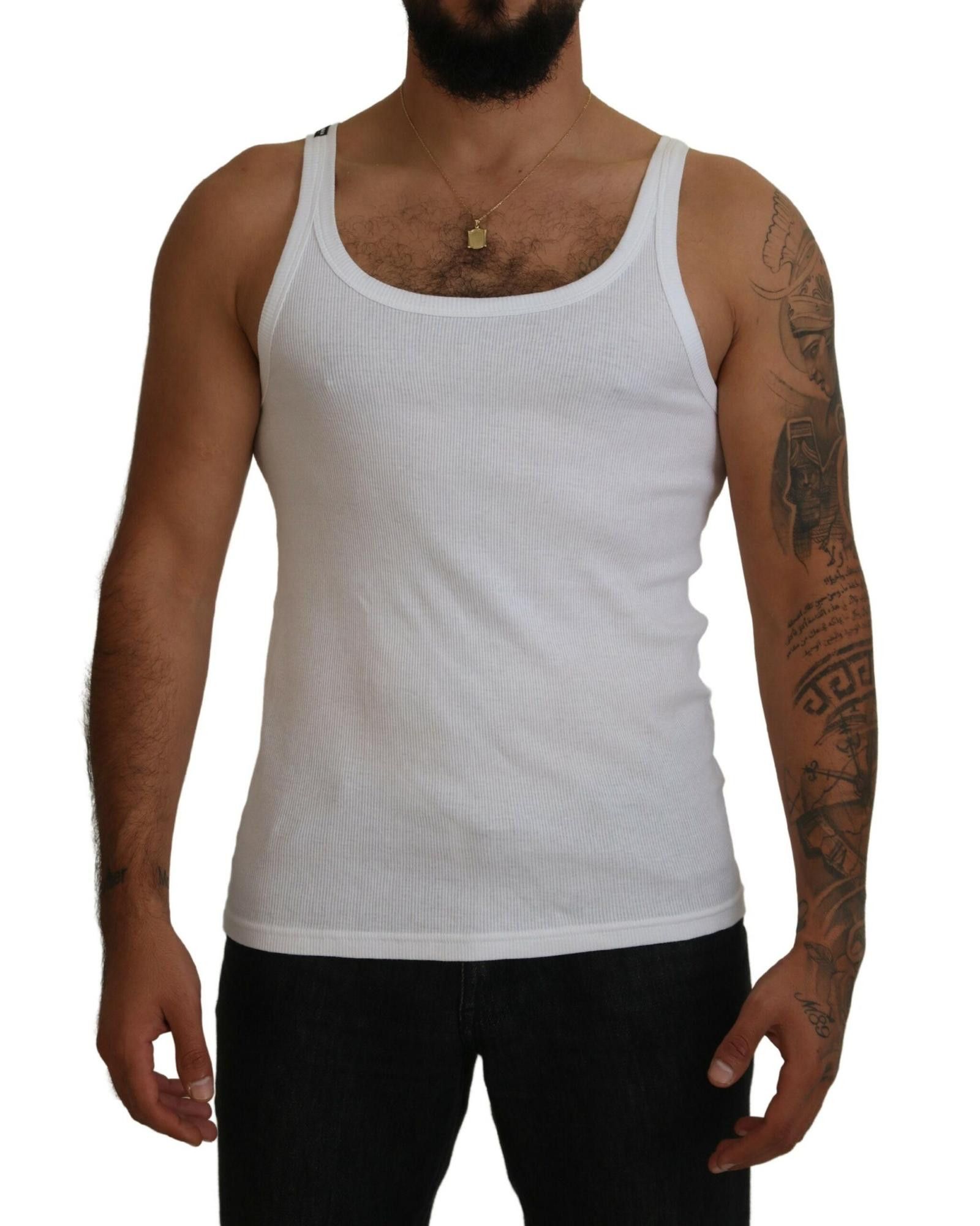 image of Dolce Gabbana Cotton Sleeveless Tank Top in White, Men's (Size Small)