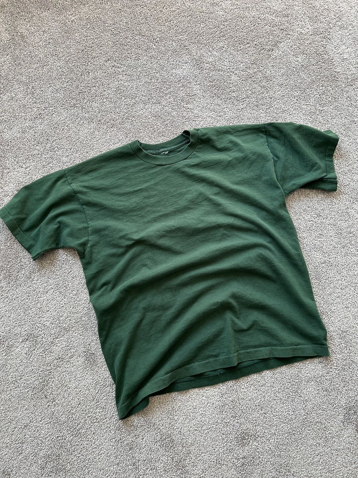 Fruit Of The Loom × Vintage Green 90's Single Stitch Blank Tee Size US L / EU 52-54 / 3 - 1 Thumbnail