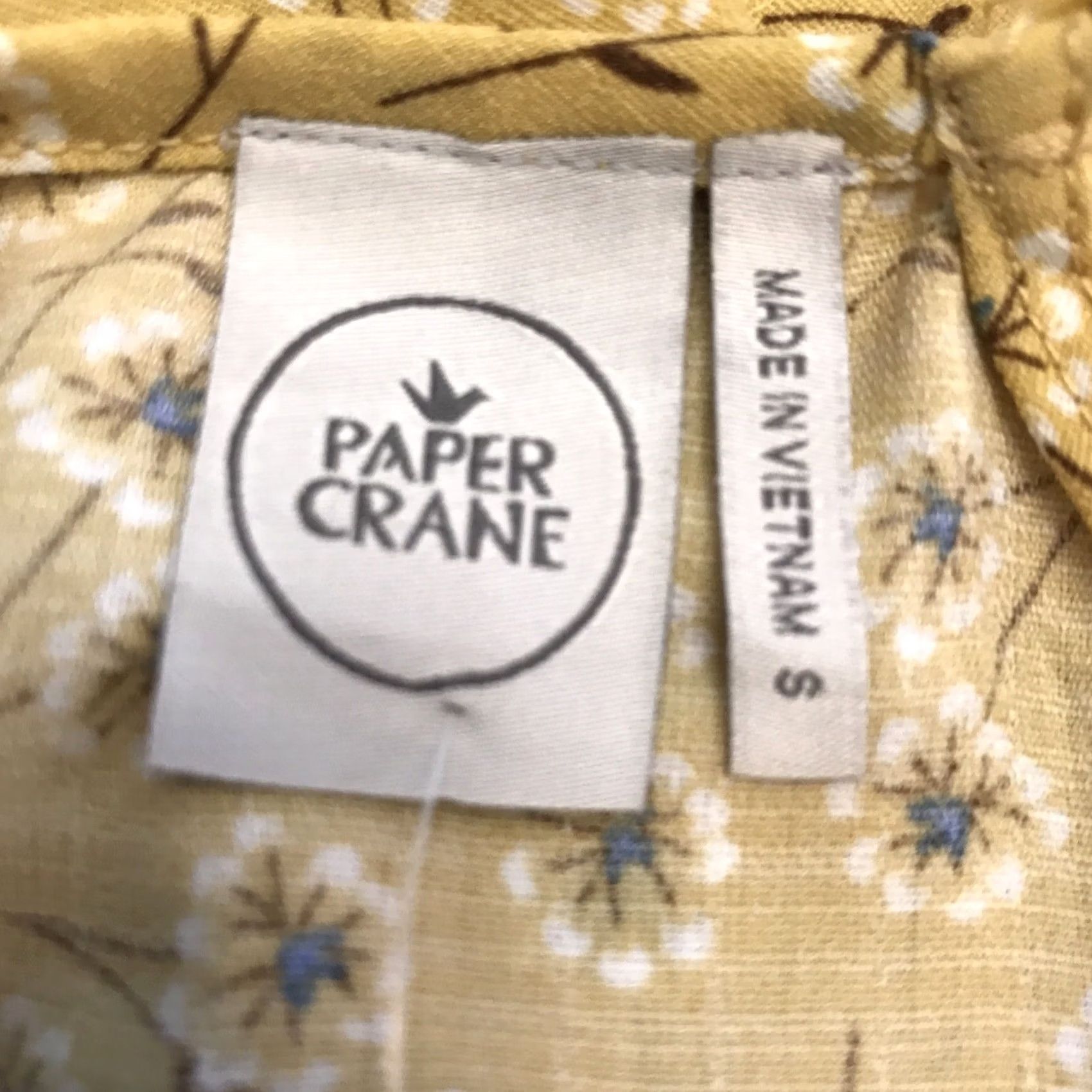 Vintage Paper Crane Tank Top Womens Small Yellow Floral NWT Sleeveless High Neck Button Strappy Sleeve Spring Summer Casual Gift Size S / US 4 / IT 40 - 5 Thumbnail