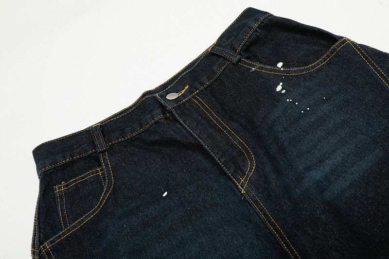 Vintage Retro street ink splatter wash wide-leg jeans loose fit Size US 32 / EU 48 - 3 Thumbnail