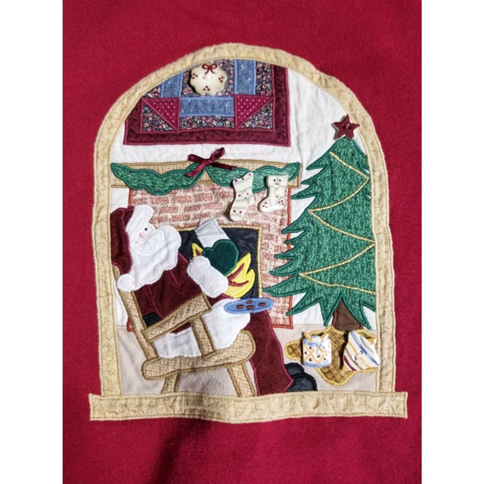 Lee VINTAGE Lee Christmas Tree Embellished Sweatshirt Red XL Mens Size XL / US 12-14 / IT 48-50 - 2 Thumbnail