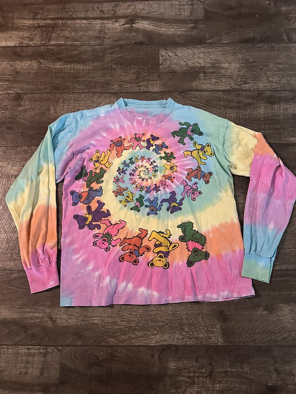 Vintage 1995 Grateful Dead Shirt Spiral Dancing Bears Tie Dye Long online Sleeves XL/L