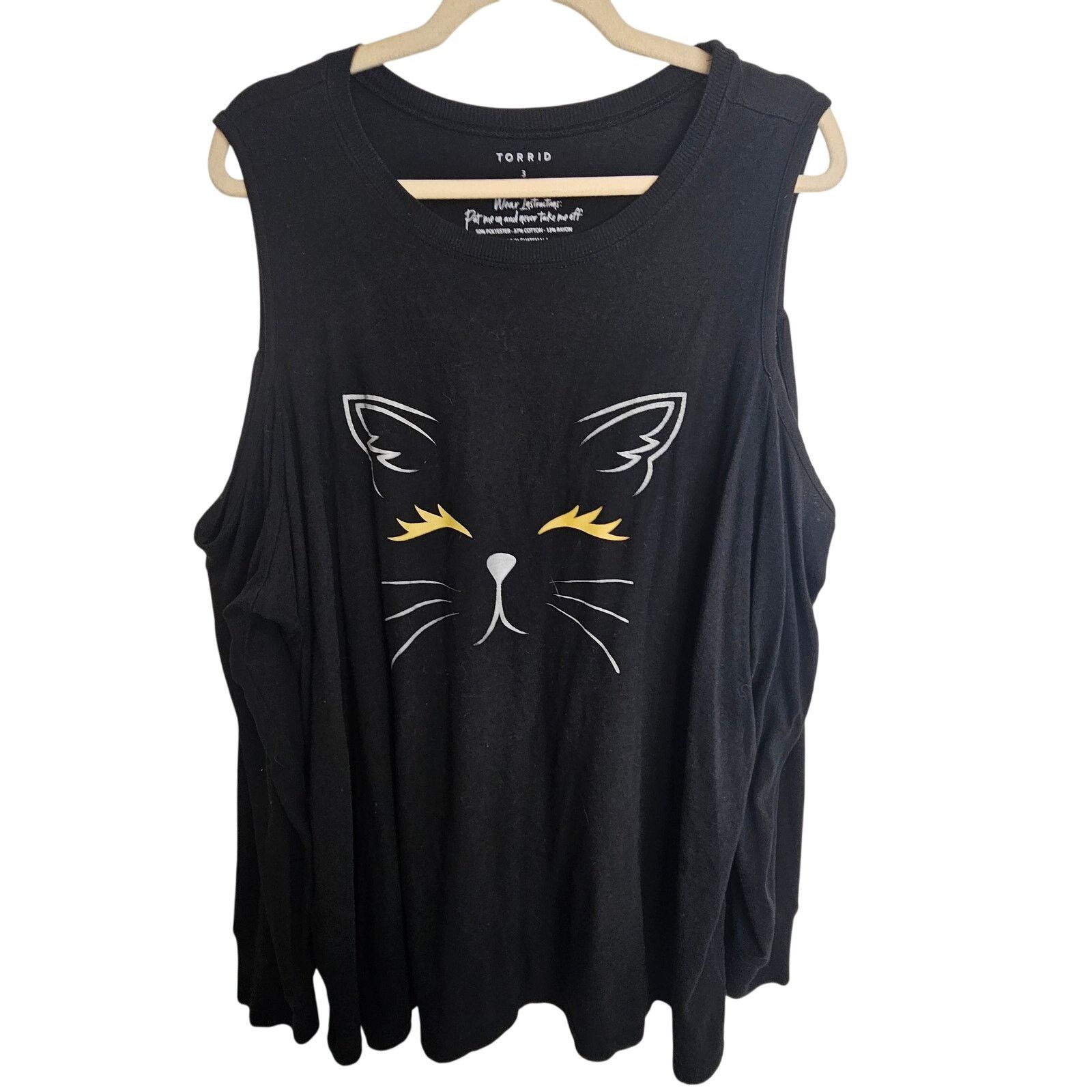 Torrid Torrid Womens Cat Print Top Plus Size 3X Classic Fit Stretch Size 3XL / US 20-22 - 1 Thumbnail