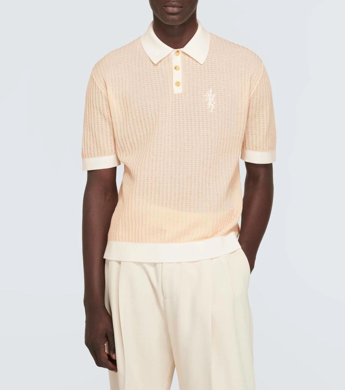 Amiri o1y0525 Logo Polo Shirt in Light Pink/White Size US XS / EU 42 / 0 - 3 Thumbnail