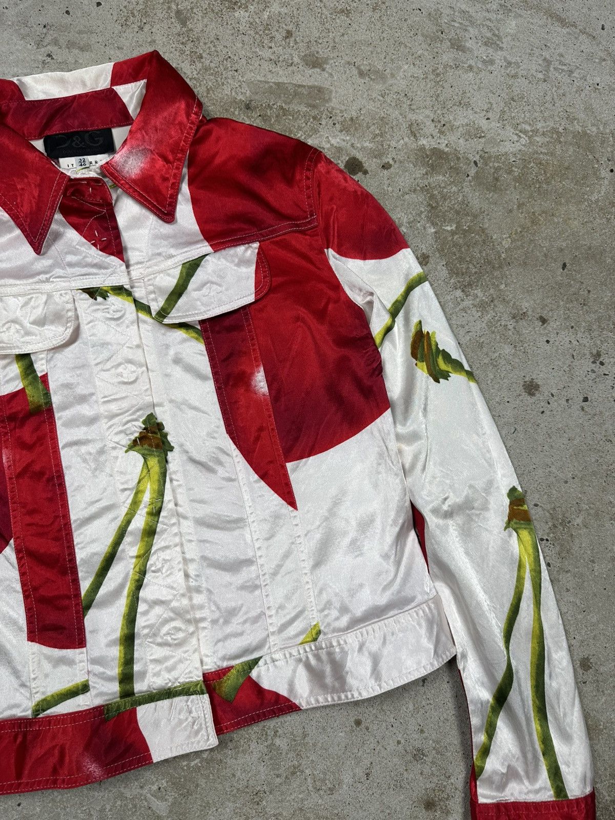 Dolce & Gabbana Vintage 90s Dolce & Gabbana Satin Cherry Print Jacket Size L / US 10 / IT 46 - 6 Thumbnail