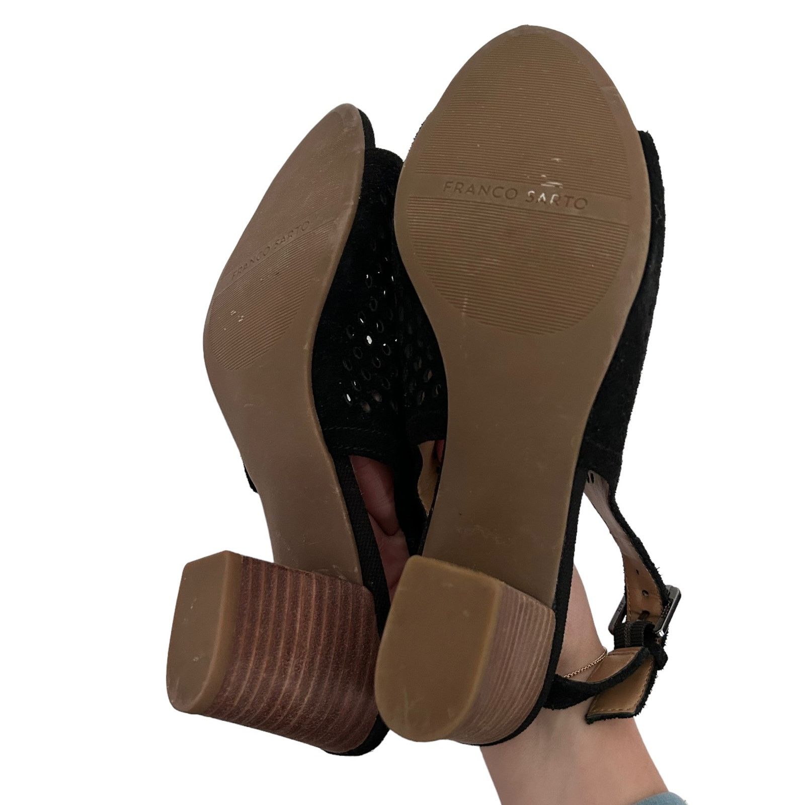 Other Franco Sarto Black Suede Peep Toe Slingback Heels Sz 10 Size US 10 / IT 40 - 7 Thumbnail