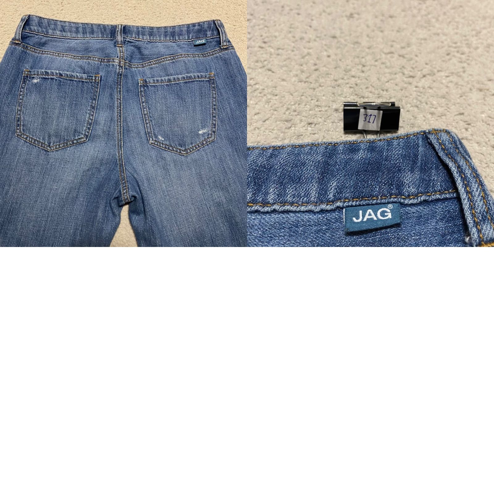 AG Jeans Jag Jeans Womens Jeans 10 Blue Denim Medium Wash Distressed Carter Girlfriend Straight Size 32" / US 10 / IT 46 - 9 Thumbnail