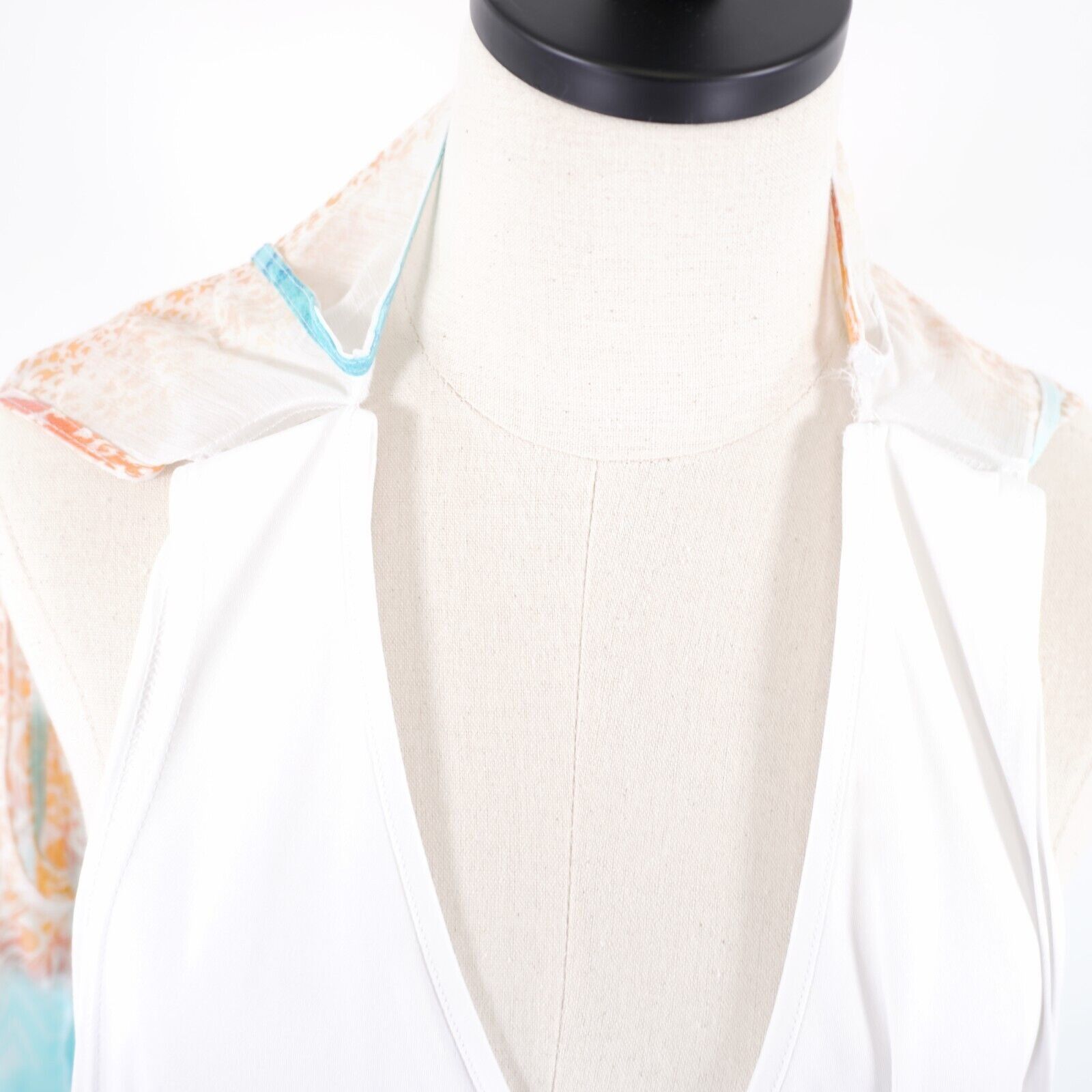 Designer Hearts Of Palm Orange Blue Floral V-Neck Tunic Sleeveless Si Size XXL / US 16-18 / IT 52-54 - 7 Thumbnail