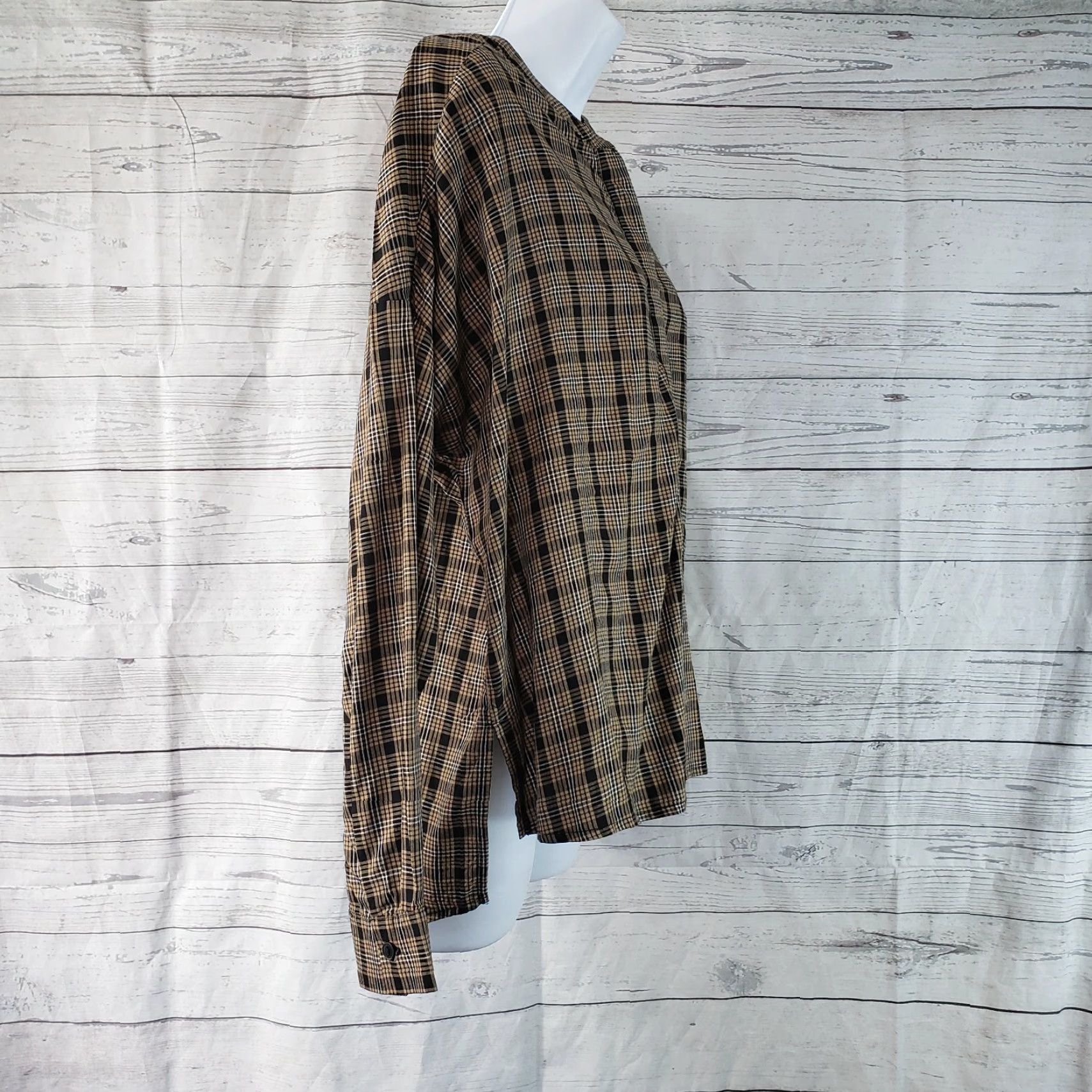 Vintage Peace & Pearls Blouse Shirt Womens Small Black Plaid Long Sleeve Viscose Popover Round Neck Casual Vintage No Size S / US 4 / IT 40 - 3 Thumbnail