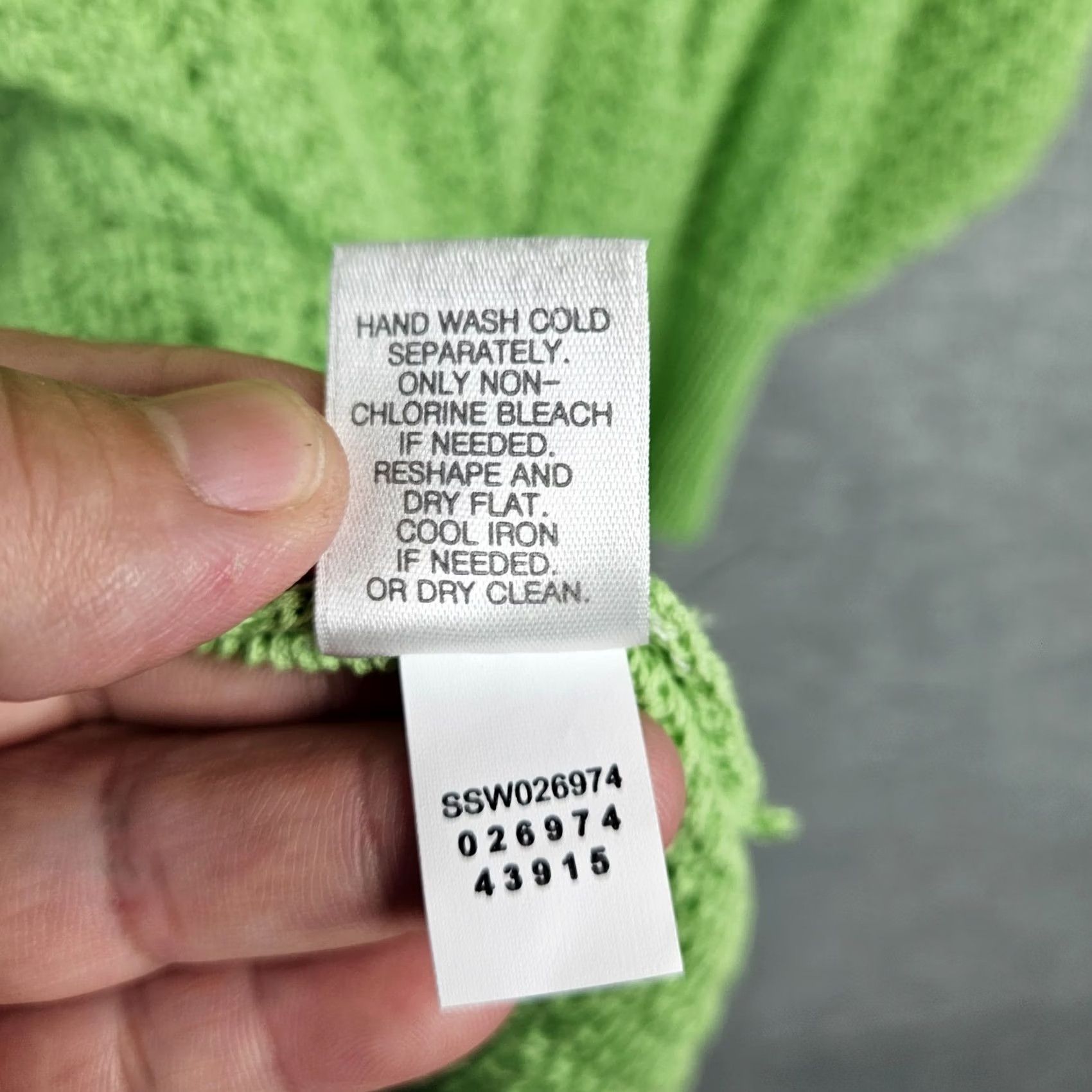 J. Jill J.Jill Women’s 4X Lime Green Open Knit Sweater Tunic V-Neck Oversized 3/4 Sleeve Size XXL / US 16-18 / IT 52-54 - 7 Thumbnail