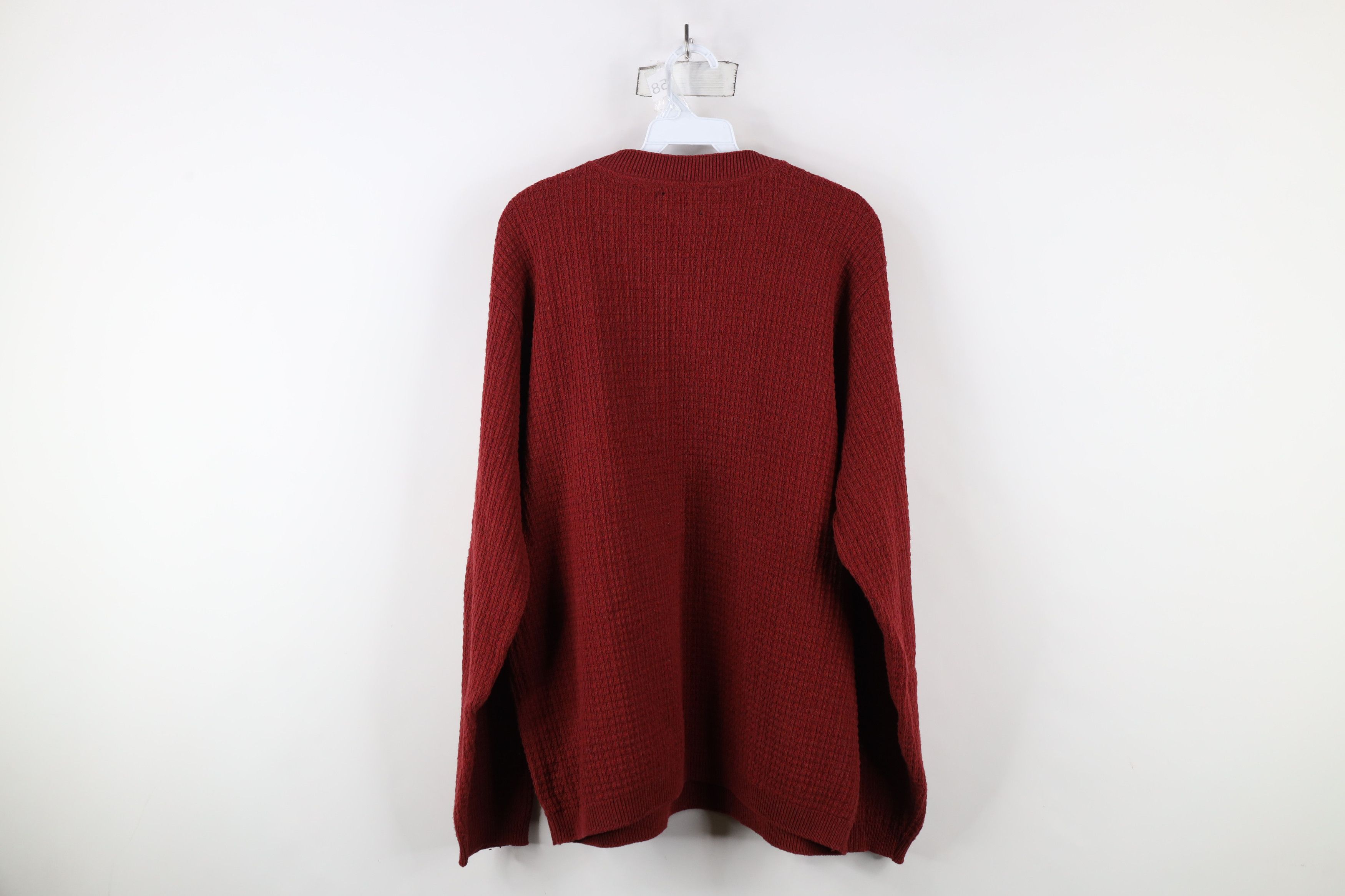 Vintage Vintage 90s Streetwear Blank Thermal Knit Henley Sweater Red Size US L / EU 52-54 / 3 - 9 Thumbnail