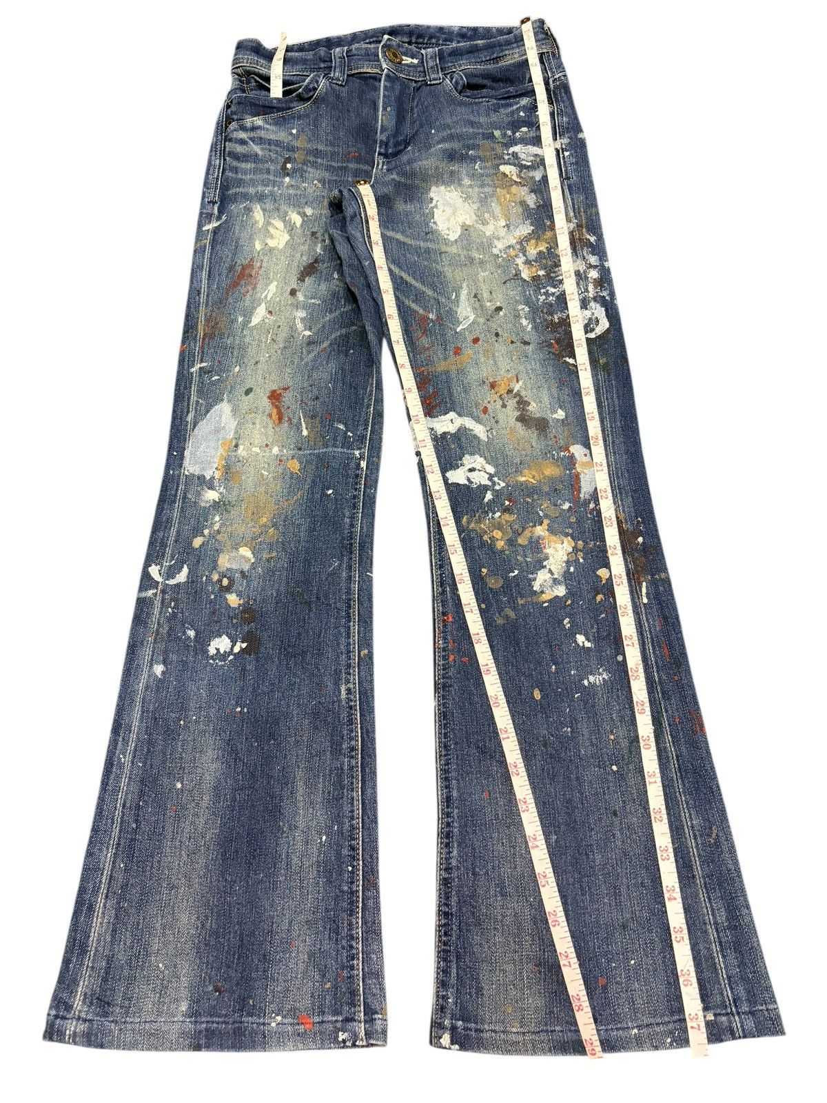Diesel Vintage Japanese Brand Painted Splattered Flare Jeans Size 26" / US 2 / IT 38 - 7 Thumbnail