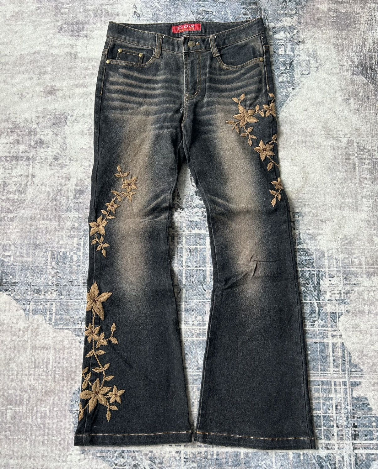 If Six Was Nine Y2k Flared Cox Embroidery Flower Pants Size US 28 / EU 44 - 1 Thumbnail