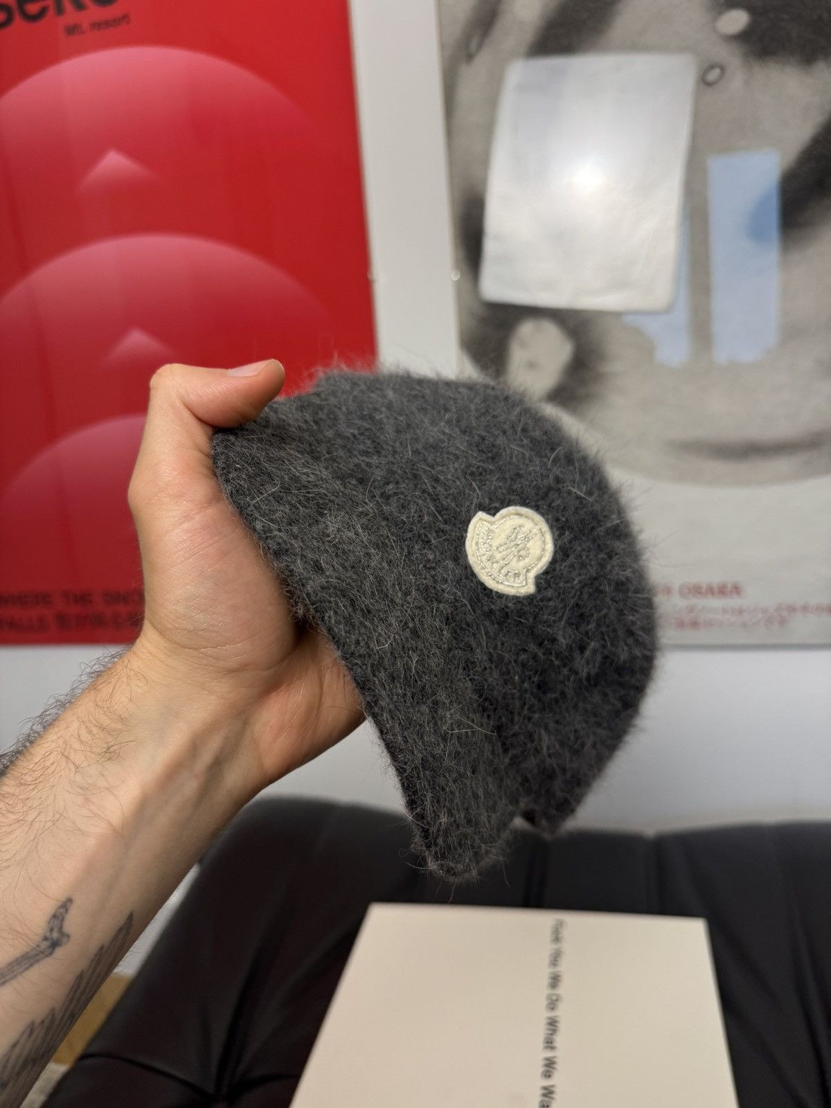 Moncler Moncler Logo Angora Wool Gray Fur Hat Cap Rare Designer Size ONE SIZE - 10 Thumbnail