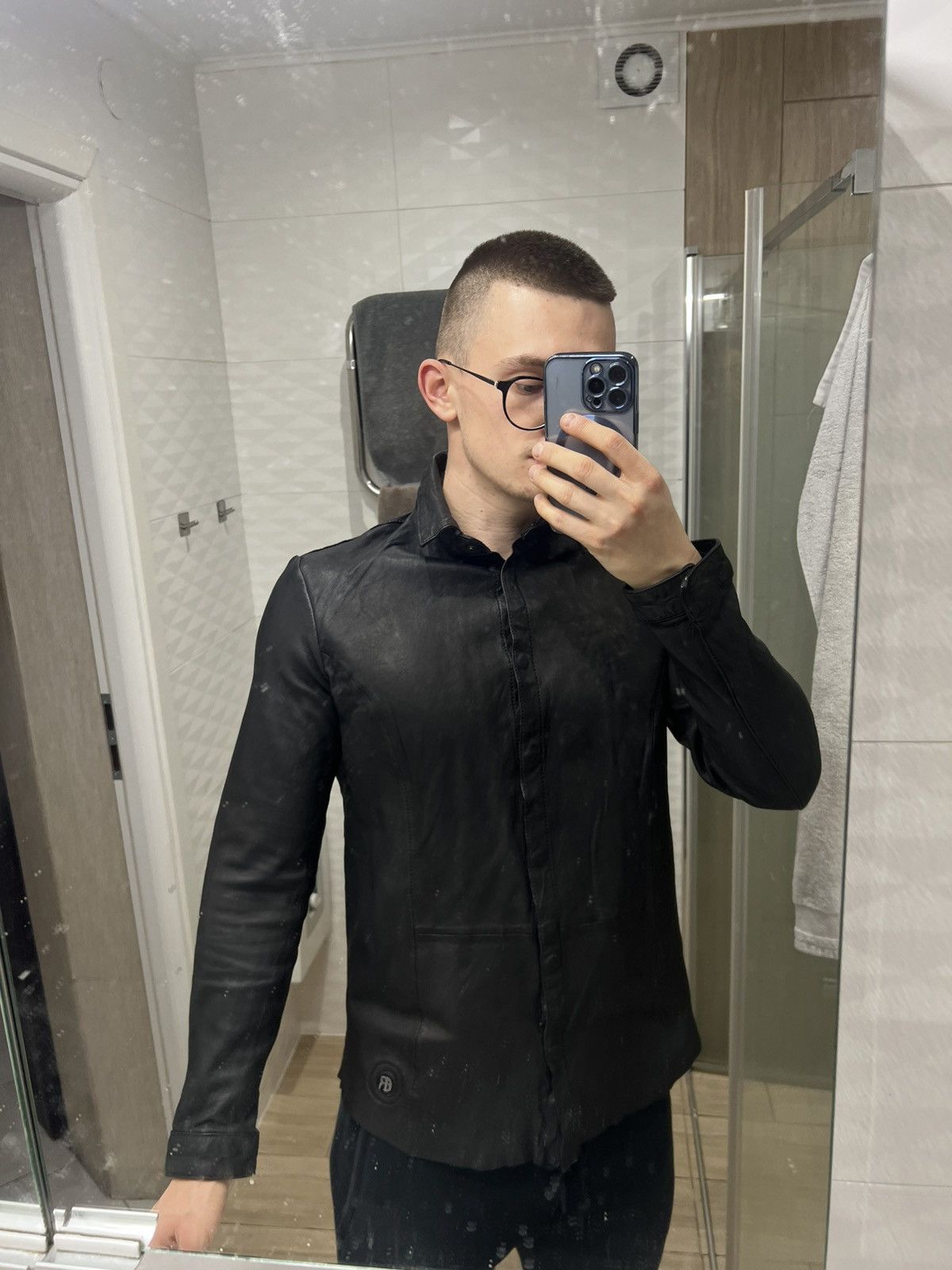 Guidi Elias Rumelis ER TARA black lamb leather button up shirt Size US S / EU 44-46 / 1 - 4 Thumbnail