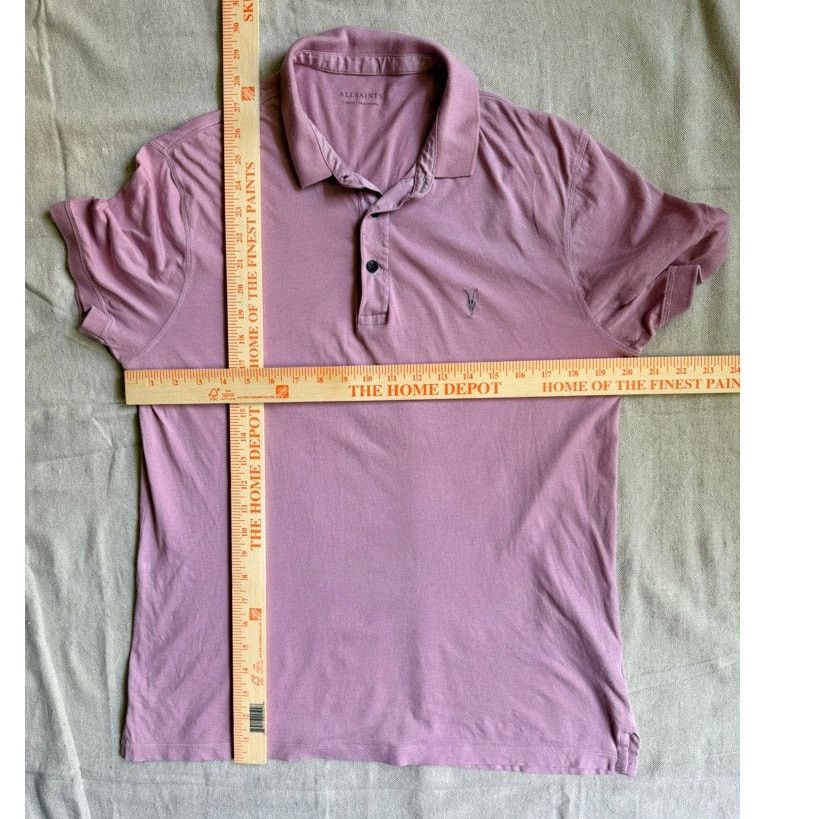 Allsaints AllSaints Reform Polo Shirt Mens L Pink Organic Cotton READ Size US L / EU 52-54 / 3 - 12 Thumbnail