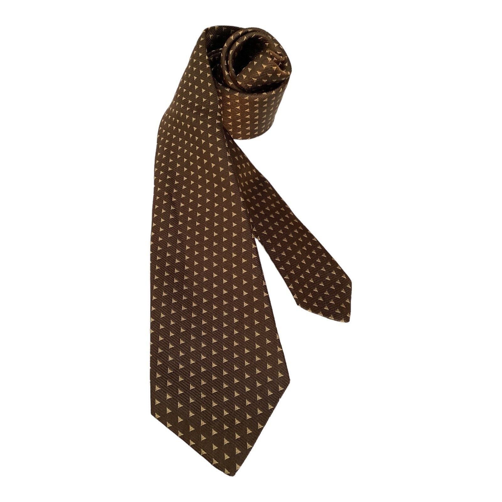 Kiton KITON NAPOLI 7Fold Brown Geometric Silk Tie Italy W:3.25" EX Size ONE SIZE - 1 Thumbnail