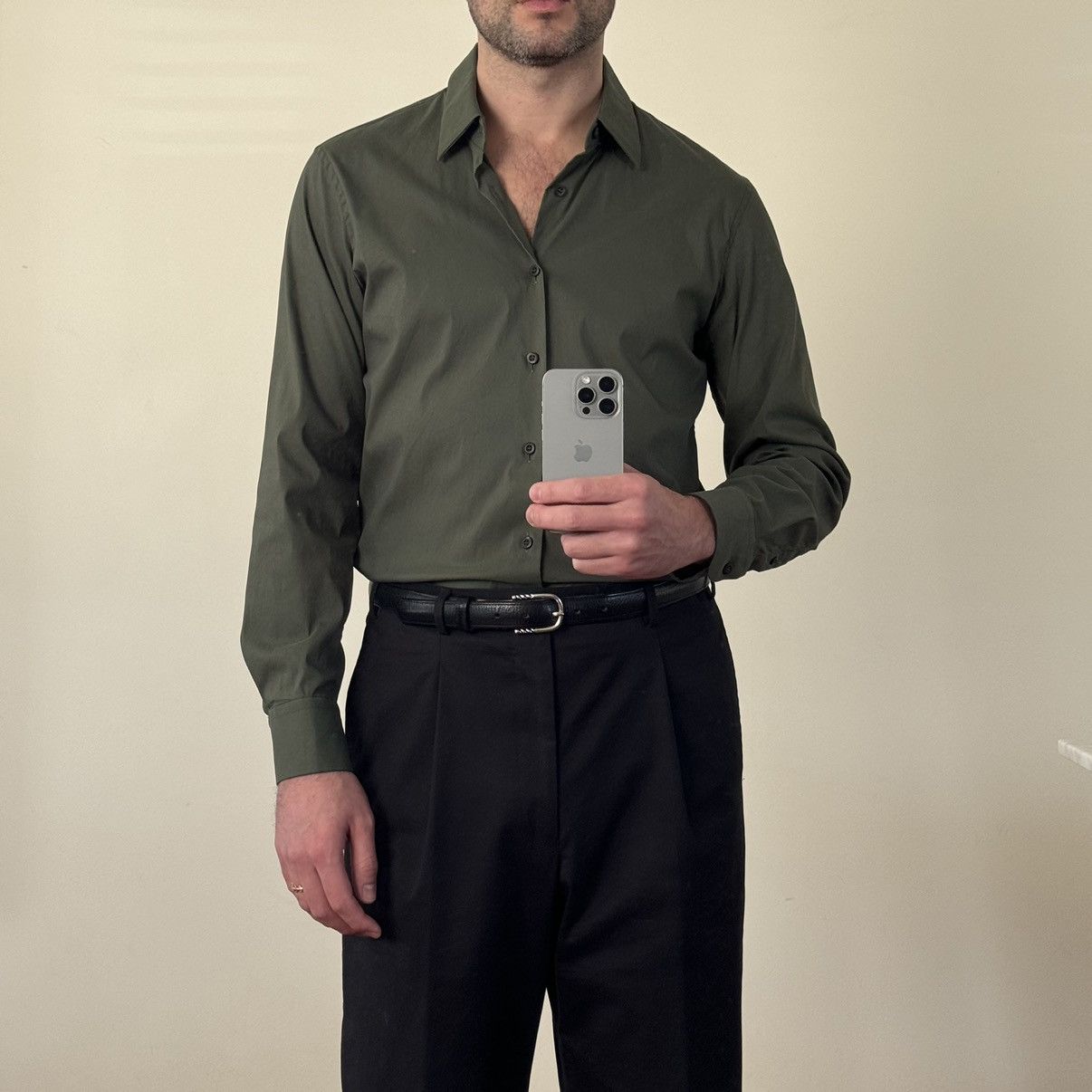 Prada Green stretch poplin shirt Size US M / EU 48-50 / 2 - 1 Thumbnail