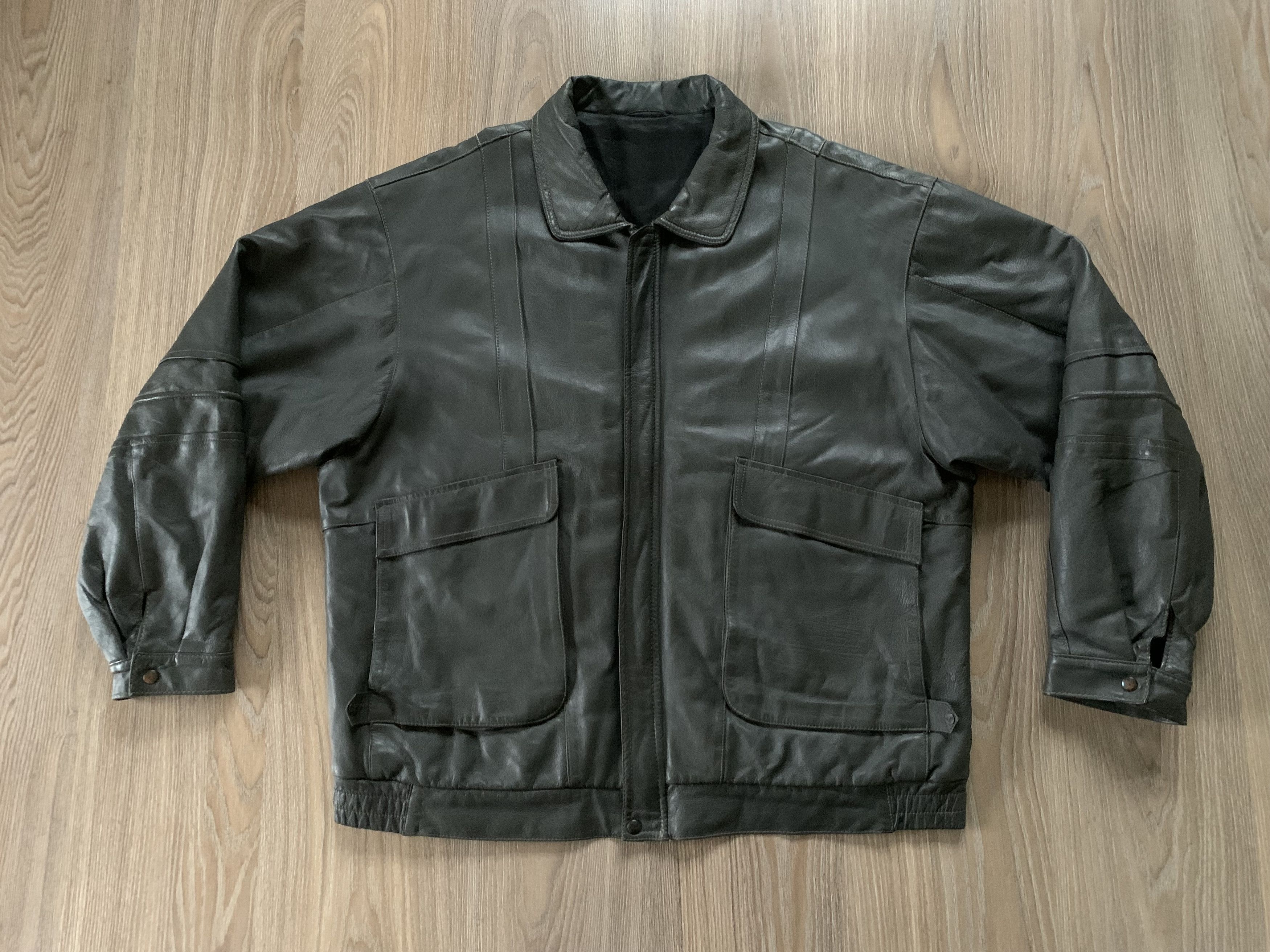 Genuine Leather × Vintage Rare Schild Vintage Grey Soft Leather Jacket Size US XL / EU 56 / 4 - 2 Thumbnail