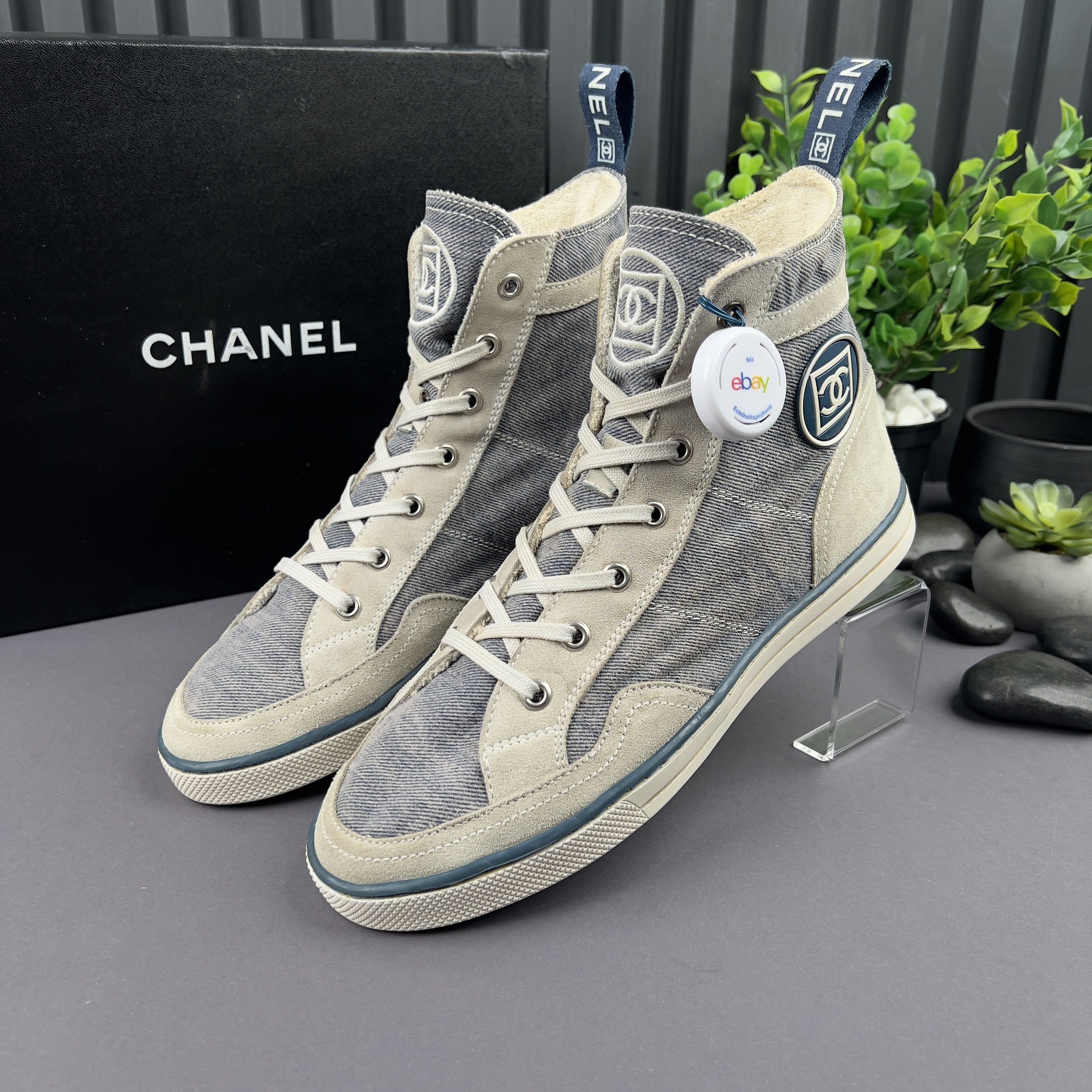 Chanel High Top Sneakers Suede Denim Size US 9.5 / IT 39.5 - 1 Thumbnail
