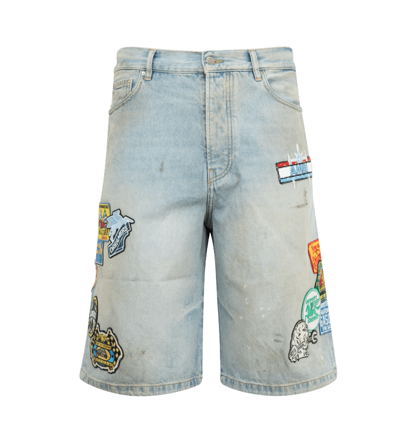 Amiri o1h1sh11225 Station Patch Denim Short in Blue Size US 30 / EU 46 - 1 Thumbnail
