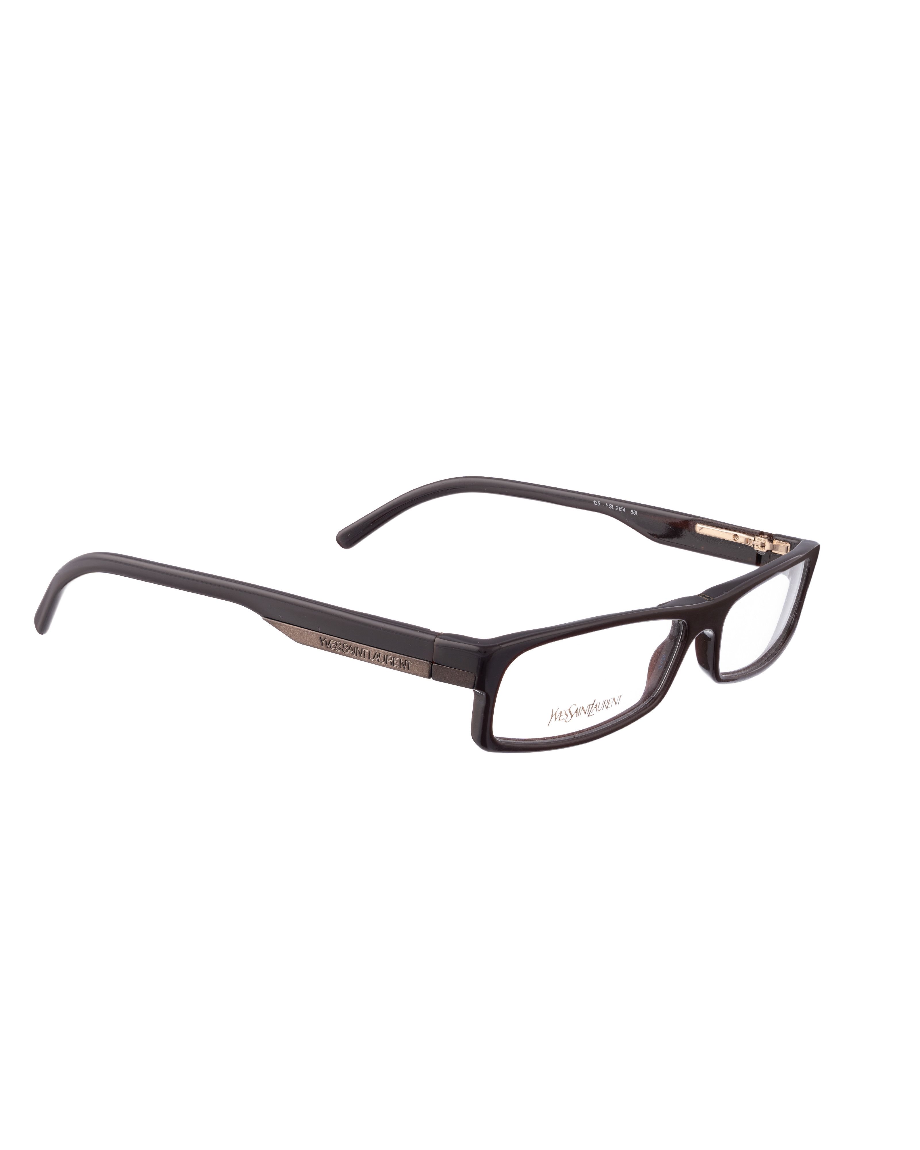 Saint Laurent Paris Yves Saint Laurent 00s Chocolate Brown Flat Plastic Glasses Size ONE SIZE - 3 Thumbnail