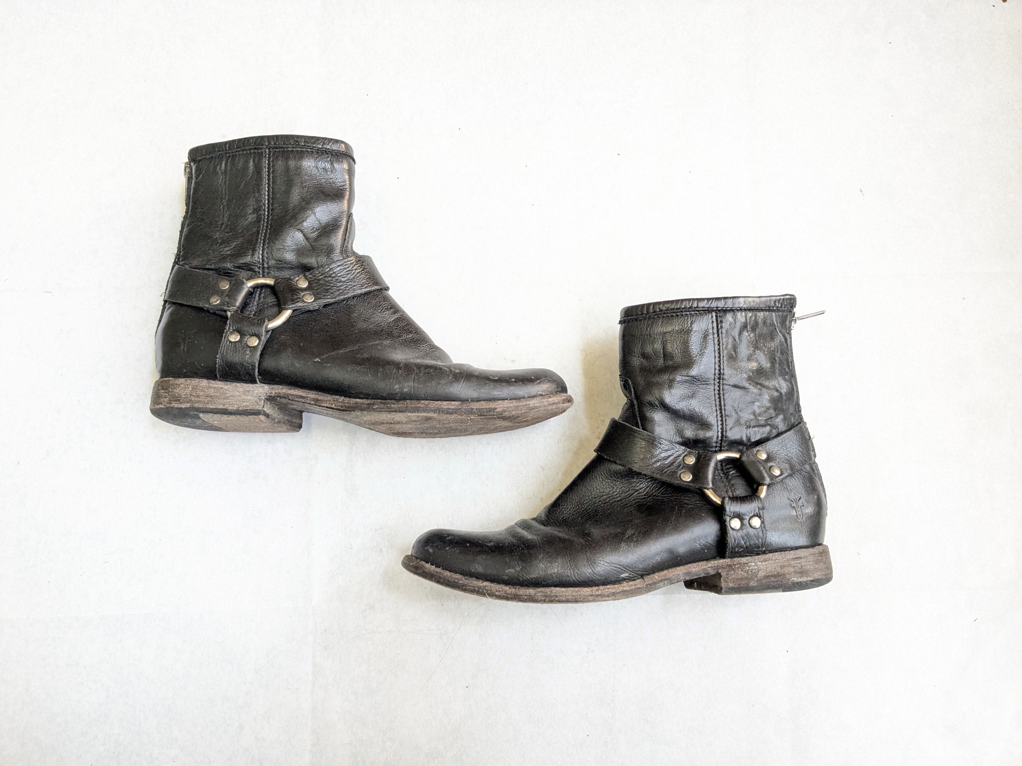 Frye Frye Harness Boots Black 7.5 D Back Zip Straps Size US 7.5 / EU 40-41 - 1 Thumbnail