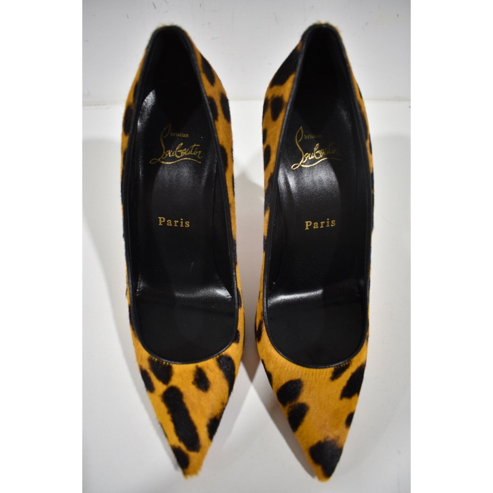Christian Louboutin Kate 100 Spicy Pony Fur Leopard Black Brown Heel Pump 40 Size US 10 / IT 40 - 7 Thumbnail