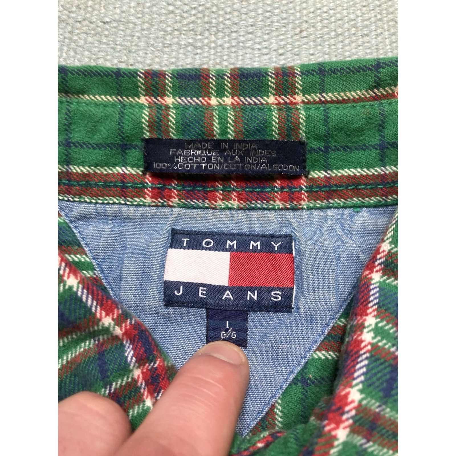 Tommy Hilfiger VINTAGE Tommy Hilfiger Flannel Shirt Cotton Heavyweight Plaid Men’s Large Size US L / EU 52-54 / 3 - 5 Thumbnail