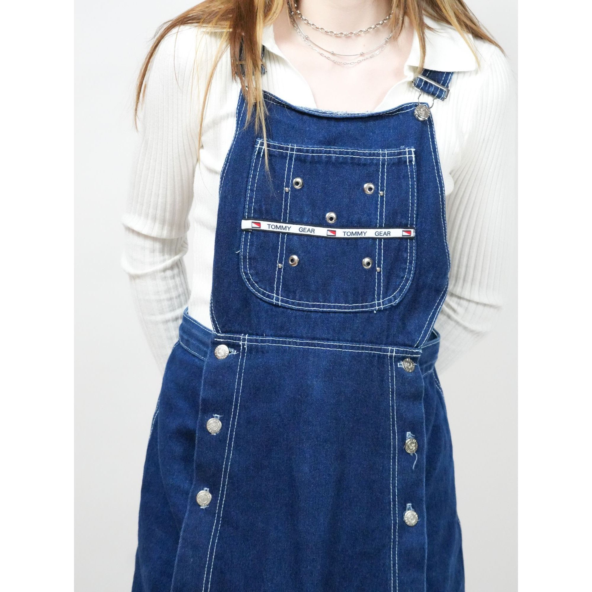 Tommy Hilfiger Vintage 90s Tommy Hilfiger Gear Denim Shorts Overalls Size 30" / US 8 / IT 44 - 2 Thumbnail