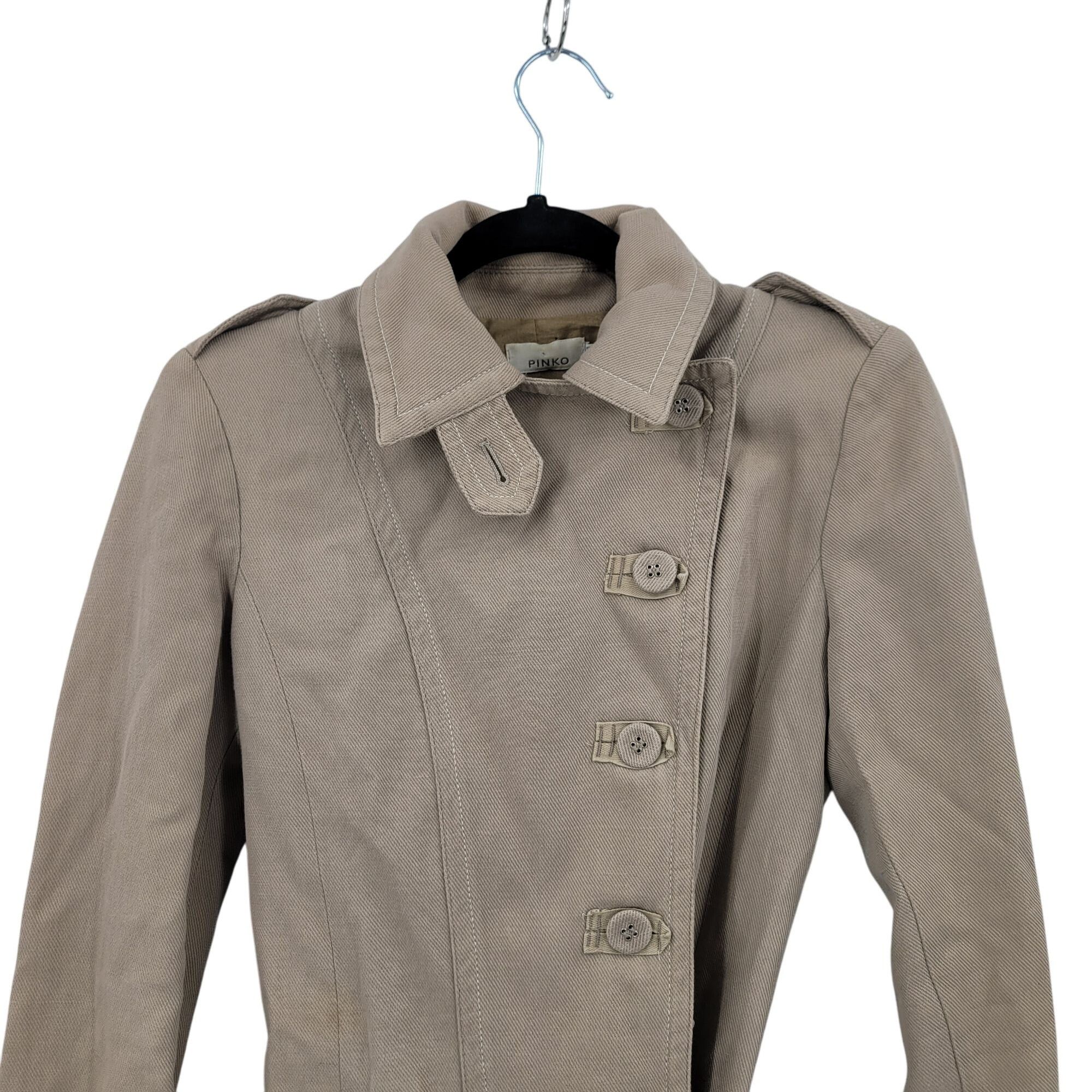 Pinko Pinko Womens Beige Belted Trench Coat Sz S Button Closure Hi Size S / US 4 / IT 40 - 5 Thumbnail