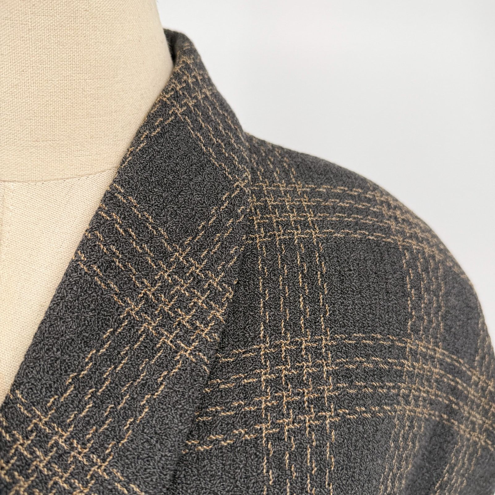Emanuel Ungaro Vintage 90s Gray Wool Plaid Double Breasted Skirt Suit Size XL / US 12-14 / IT 48-50 - 2 Thumbnail