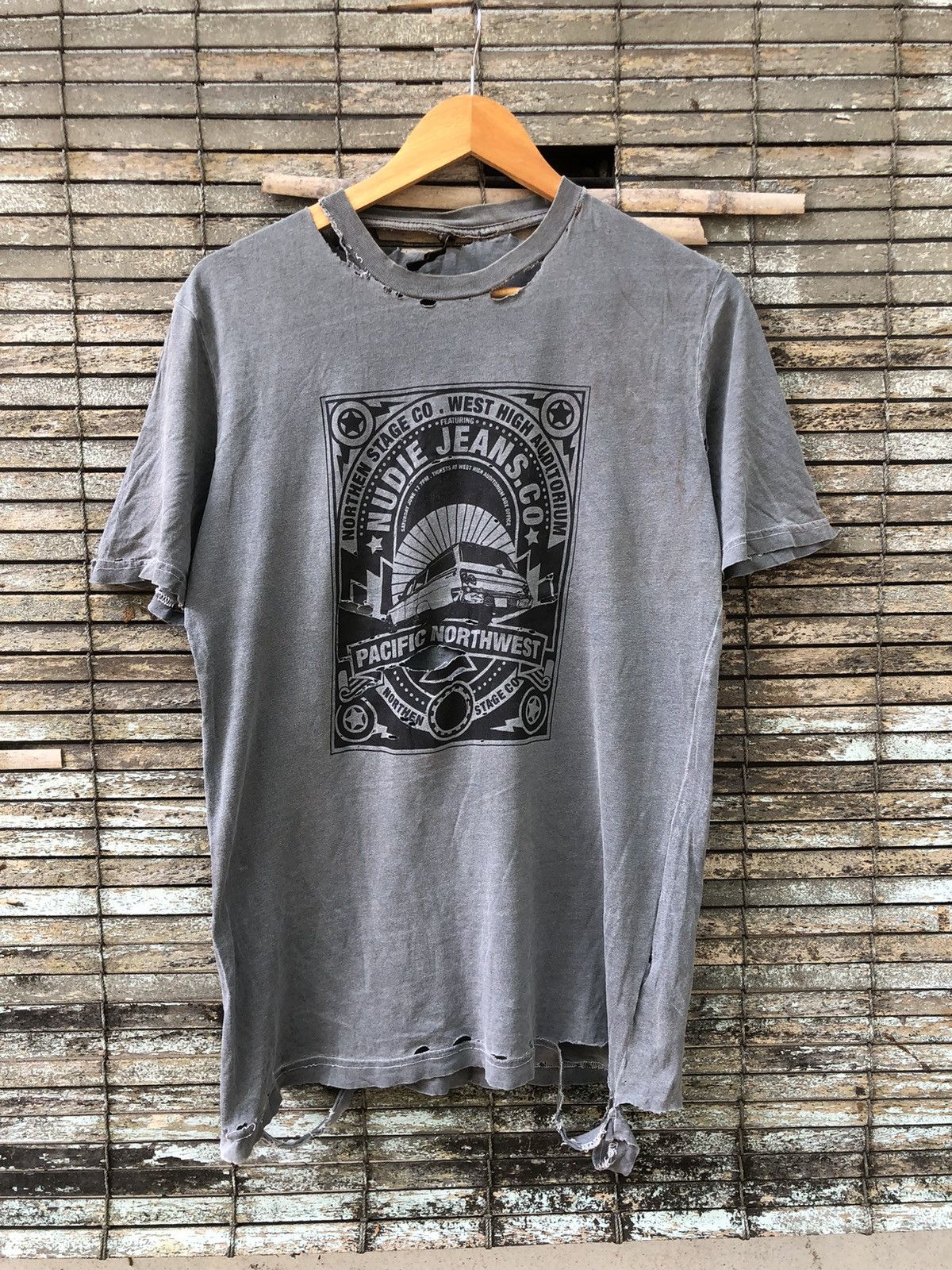 Japanese Brand × Nudie Jeans 💥RARE💥Vintage Distressed Nudie Jeans Tshirt Size US M / EU 48-50 / 2 - 1 Thumbnail