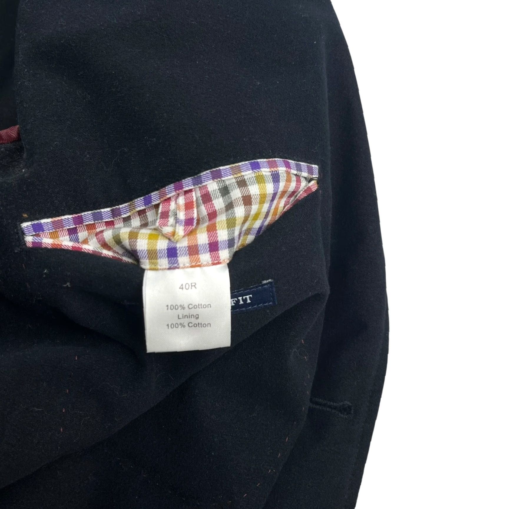 Charles Tyrwhitt Charles Tyrwhitt Blazer Jacket Men’s 40R 100% Cotton Flannel Black Two-Button Double-Vented Notch Lapel House Casual Formal Vintage No Size 40R - 5 Thumbnail