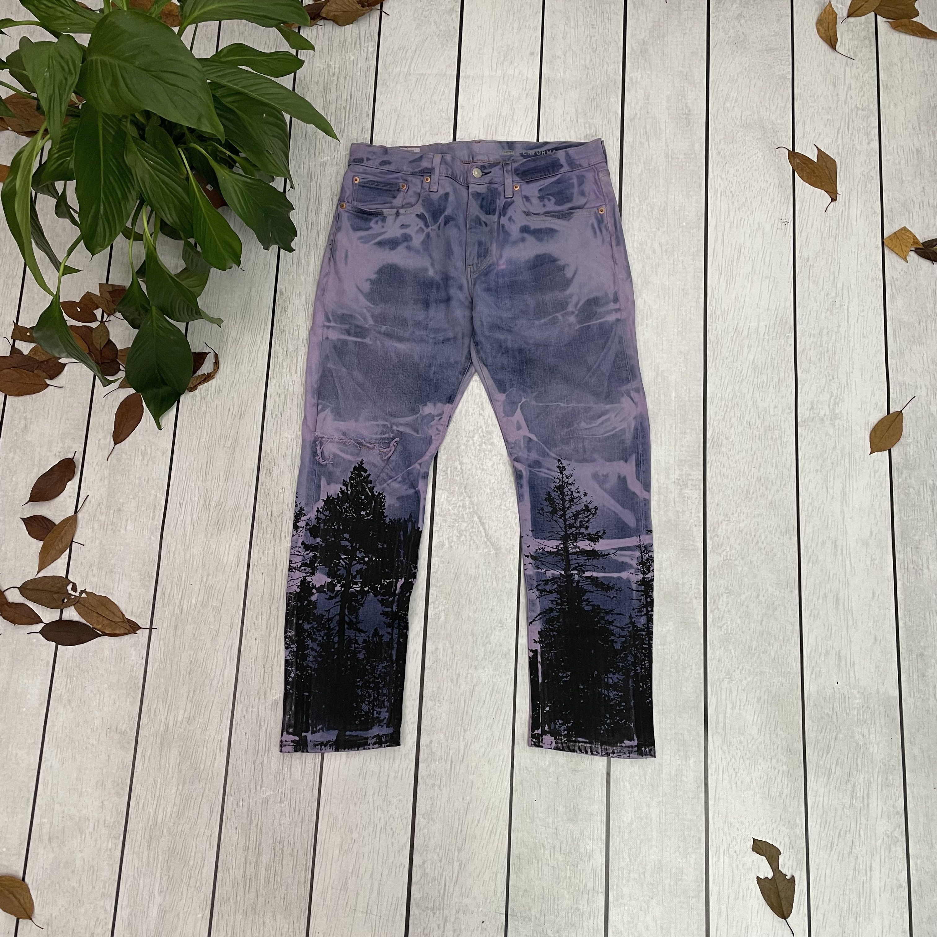 Levi's Custom Reworked Levi's streetwear 1of1 Mystery forest ART Size US 31 - 1 Thumbnail