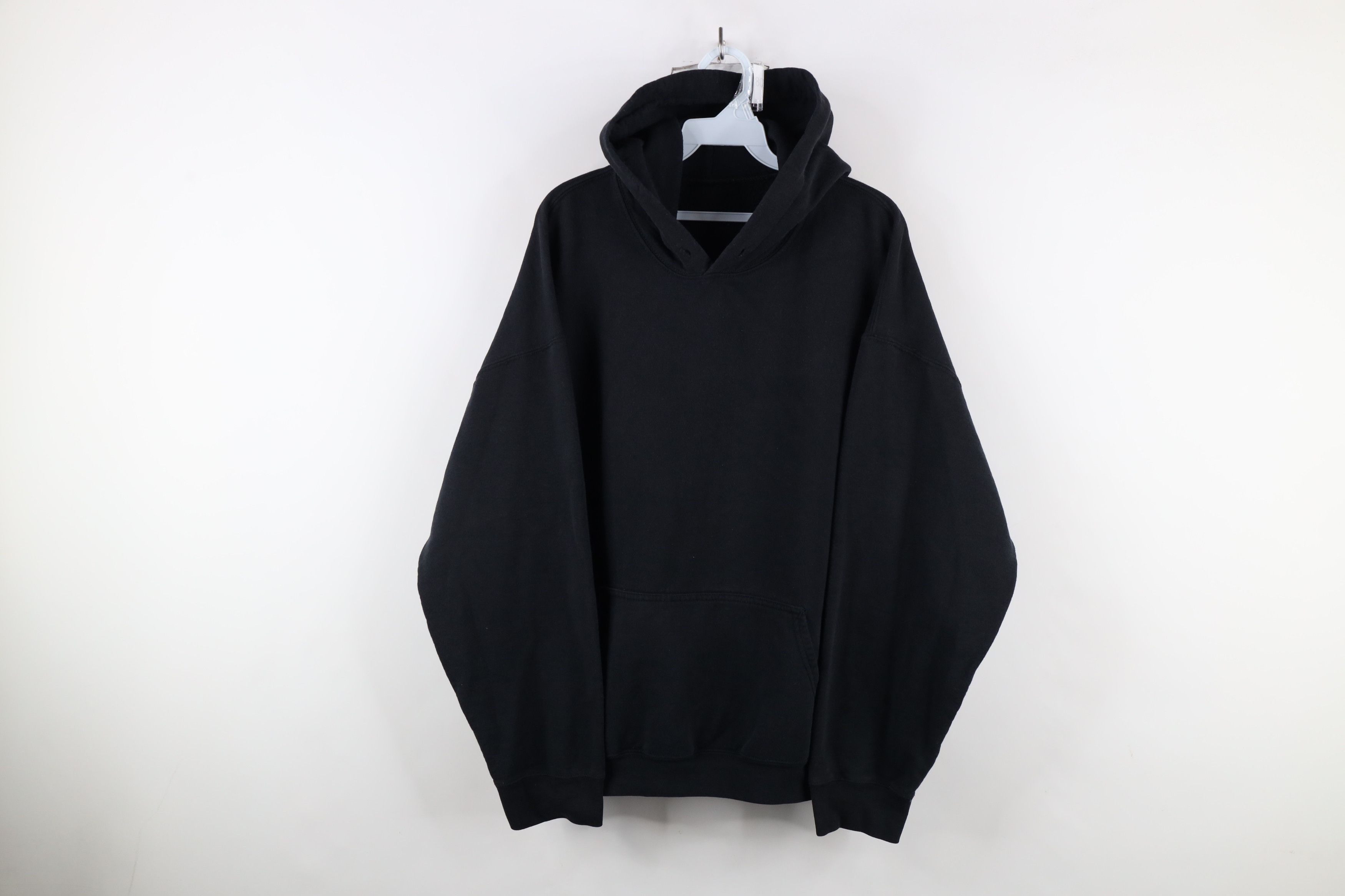 Vintage Vintage 90s Streetwear Blank Hoodie Sweatshirt Black Size US XL / EU 56 / 4 - 1 Thumbnail