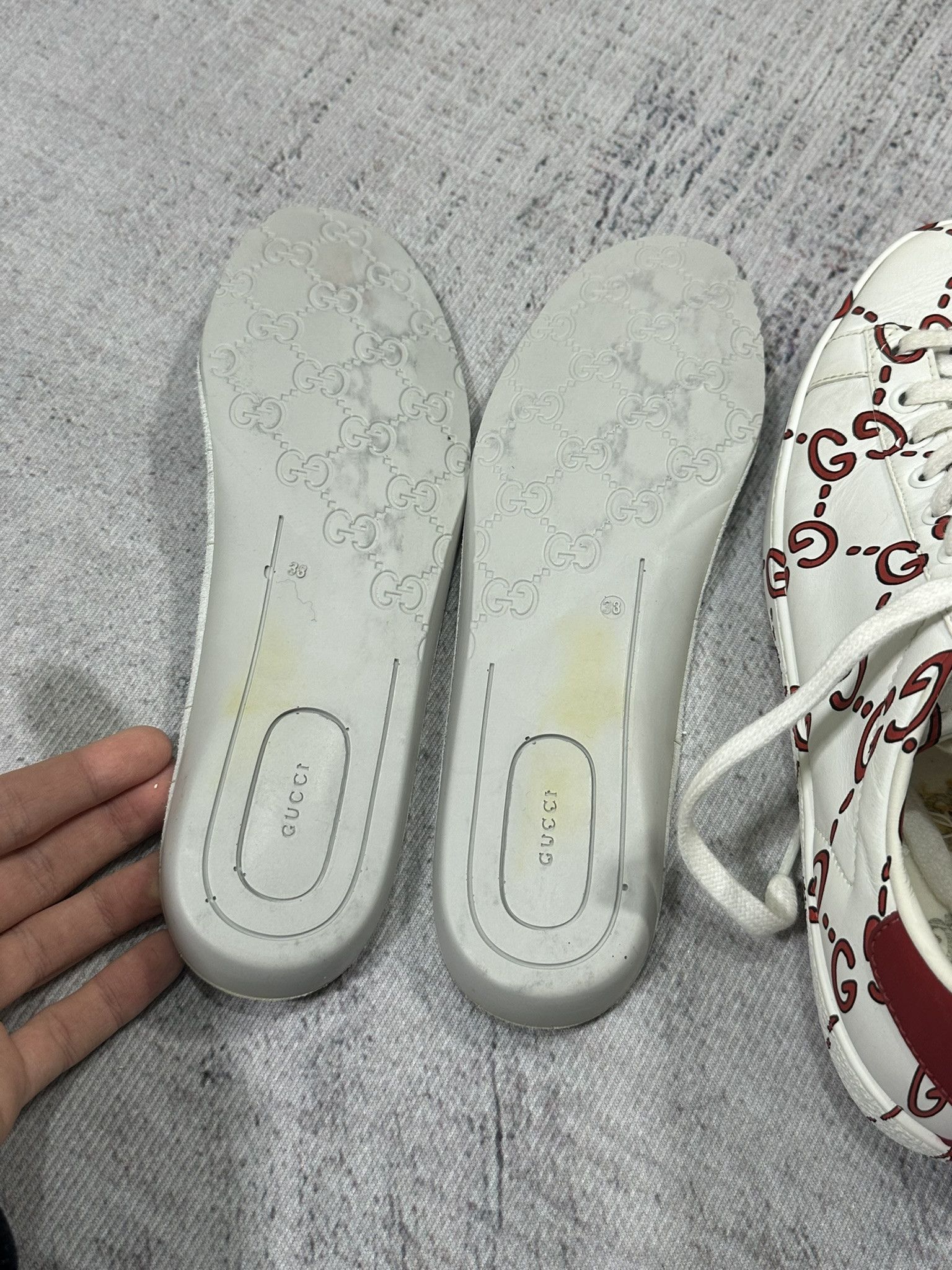 Gucci Gucci Ace Ghost Sneakers GG Monogram White Leather Logo Size US 7.5 / IT 37.5 - 10 Thumbnail